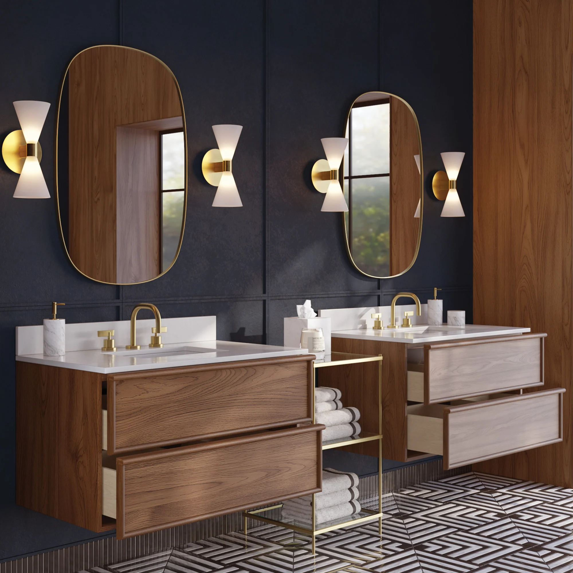 Cooper 36" Single Sink Floating Bathroom Vanity in Natural Walnut | White Quartz Countertop - Image 3