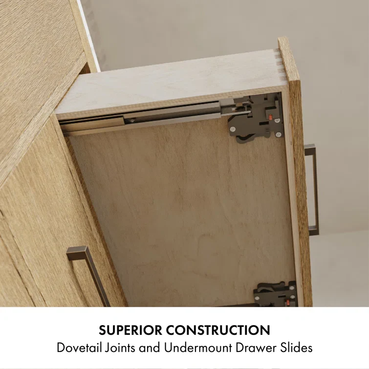 Bergen 42'' Single Bathroom Vanity | Calacatta Gold Quartz Top - Image 12