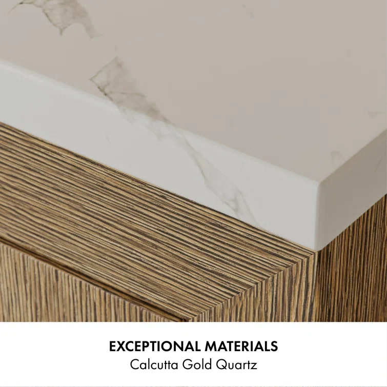 Bergen 42'' Single Bathroom Vanity | Calacatta Gold Quartz Top - Image 14