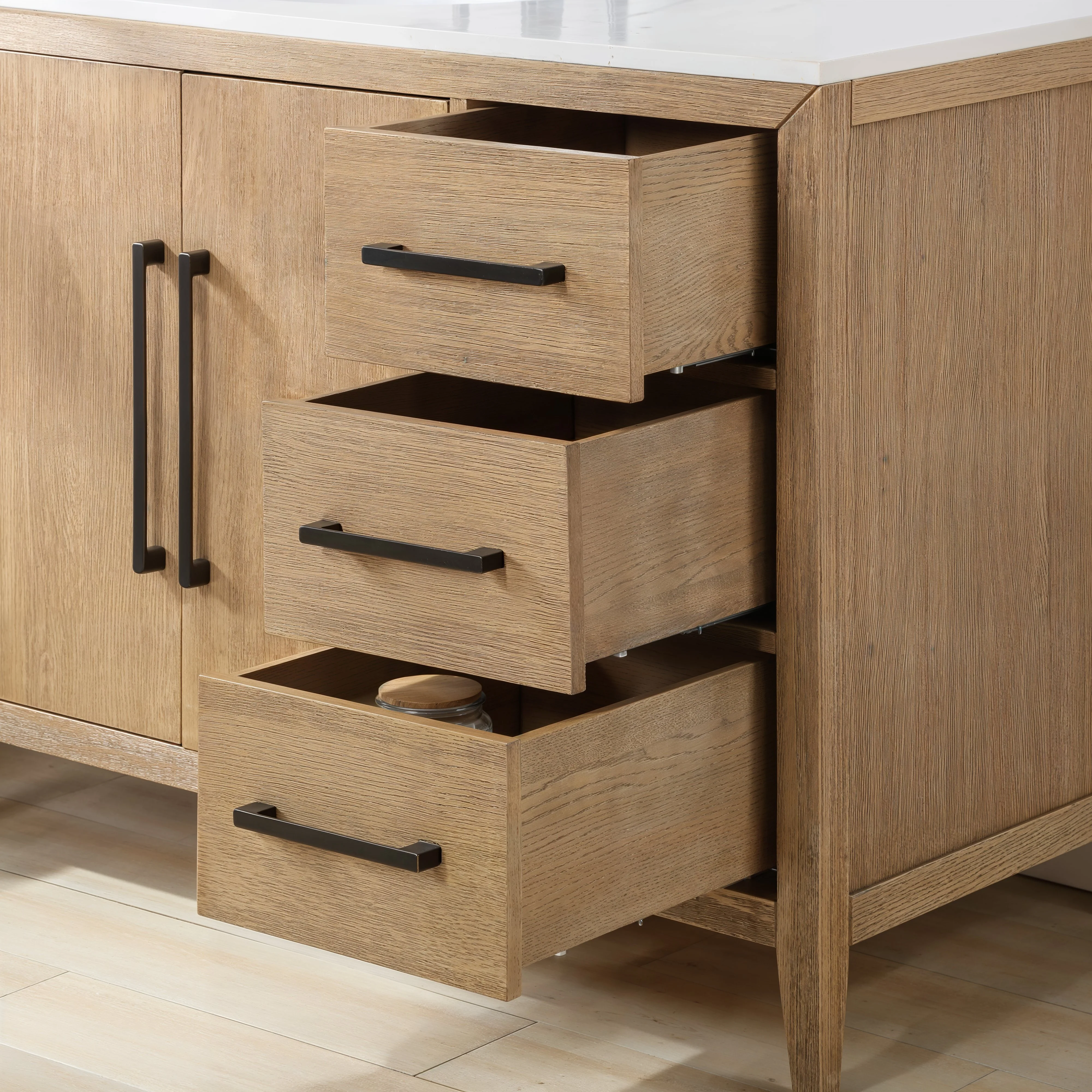 Bergen 42'' Single Bathroom Vanity | Calacatta Gold Quartz Top - Image 5