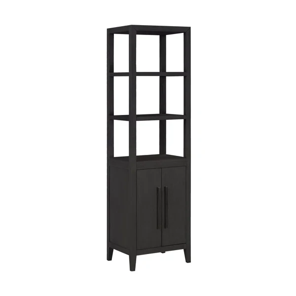 Bergen Solid Wood Freestanding Linen Cabinet In Wire Brushed Dark Oak - Image 5