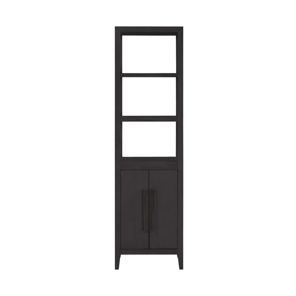 Bergen Solid Wood Freestanding Linen Cabinet In Wire Brushed Dark Oak - Image 6