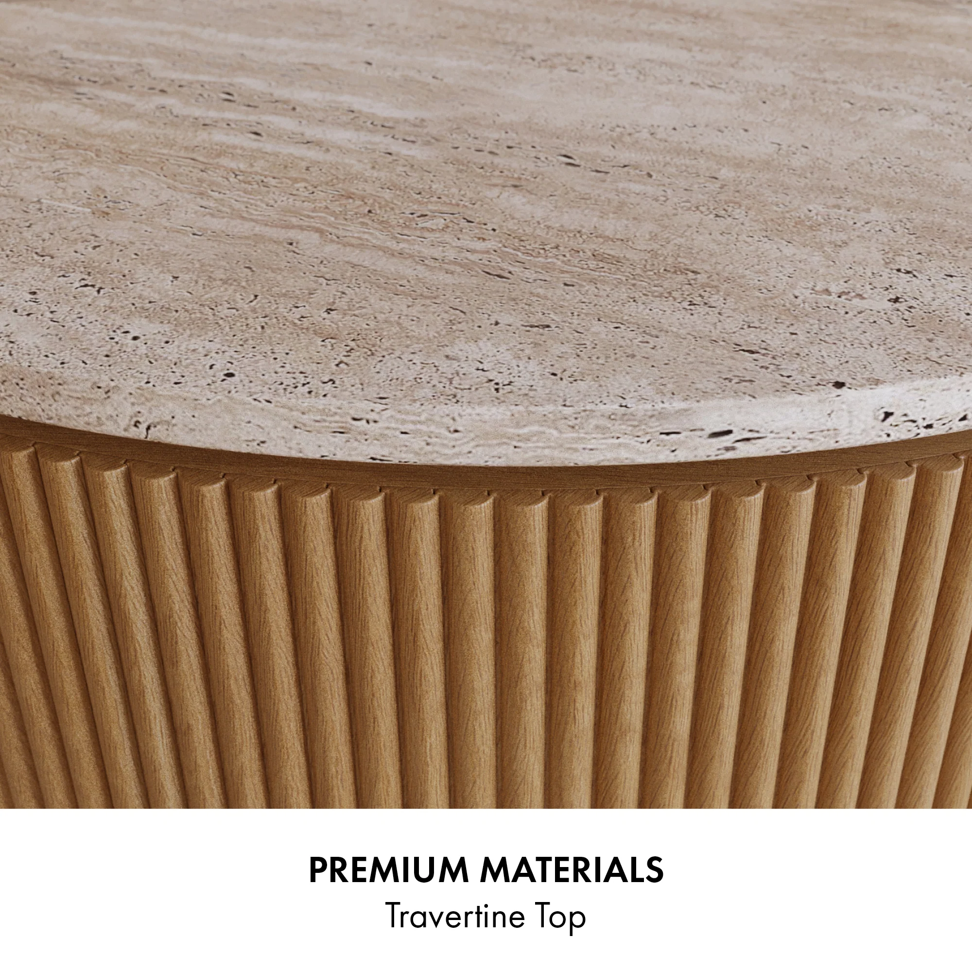 Aster 16" Reeded Side Table | Travertine Top - Image 9