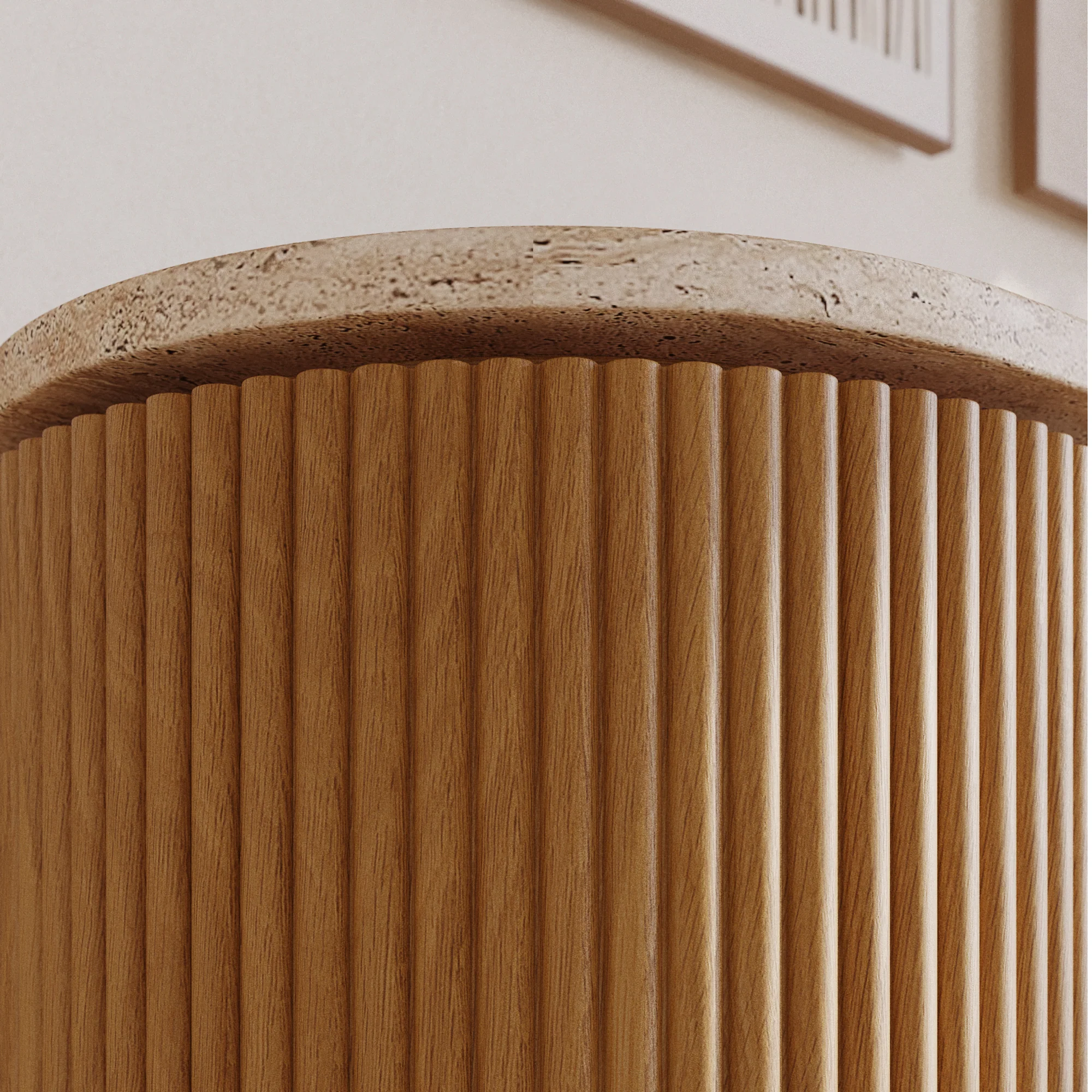 Aster 52" Reeded Console Table With Travertine Top - Image 10