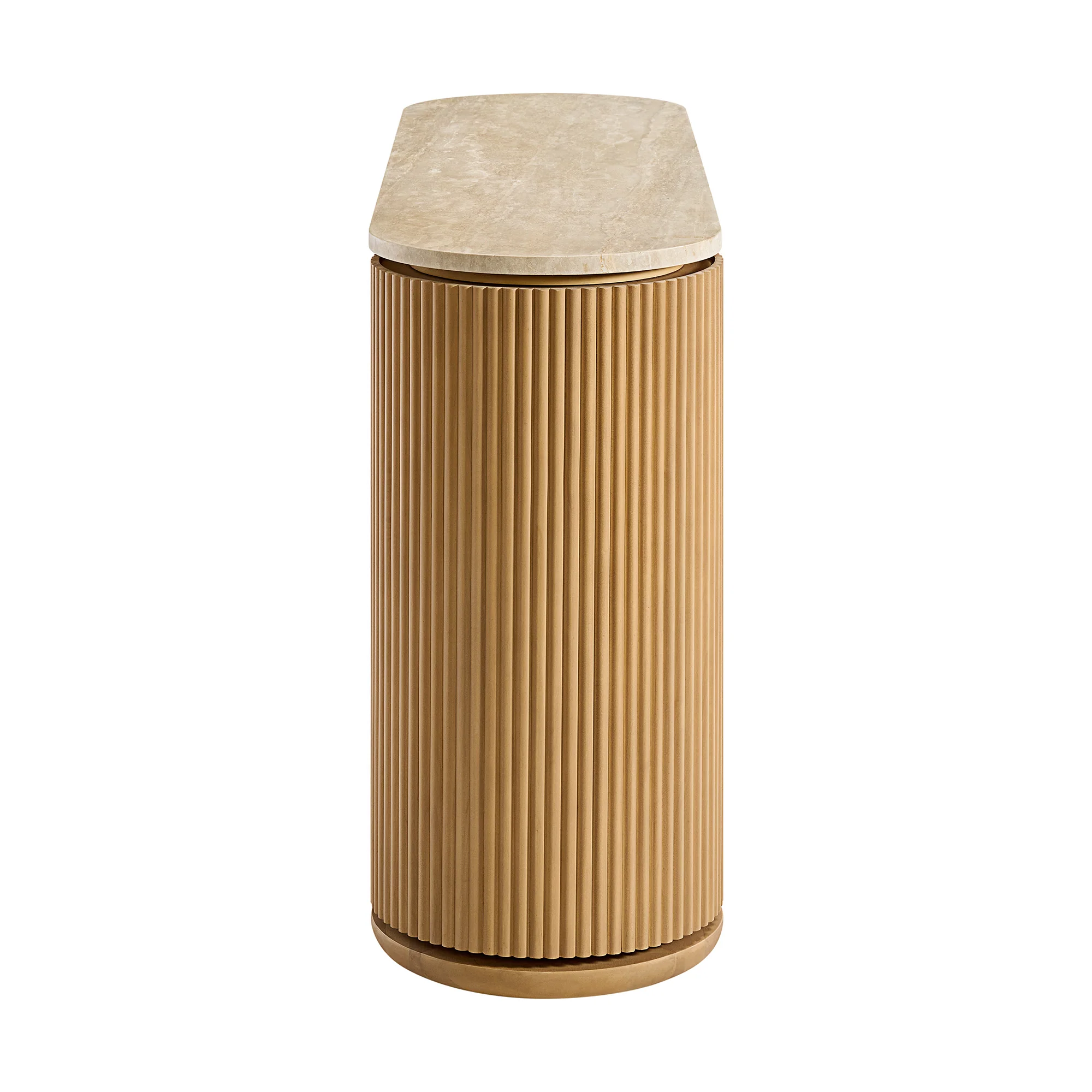 Aster 52" Reeded Console Table With Travertine Top - Image 5