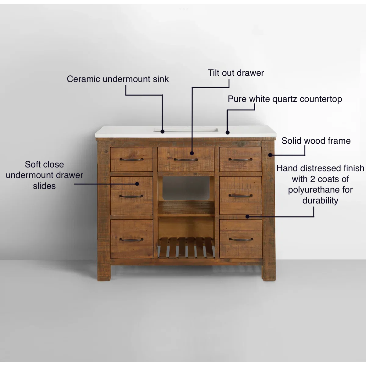 Banff 42" Width Double Bathroom Vanity - Image 6