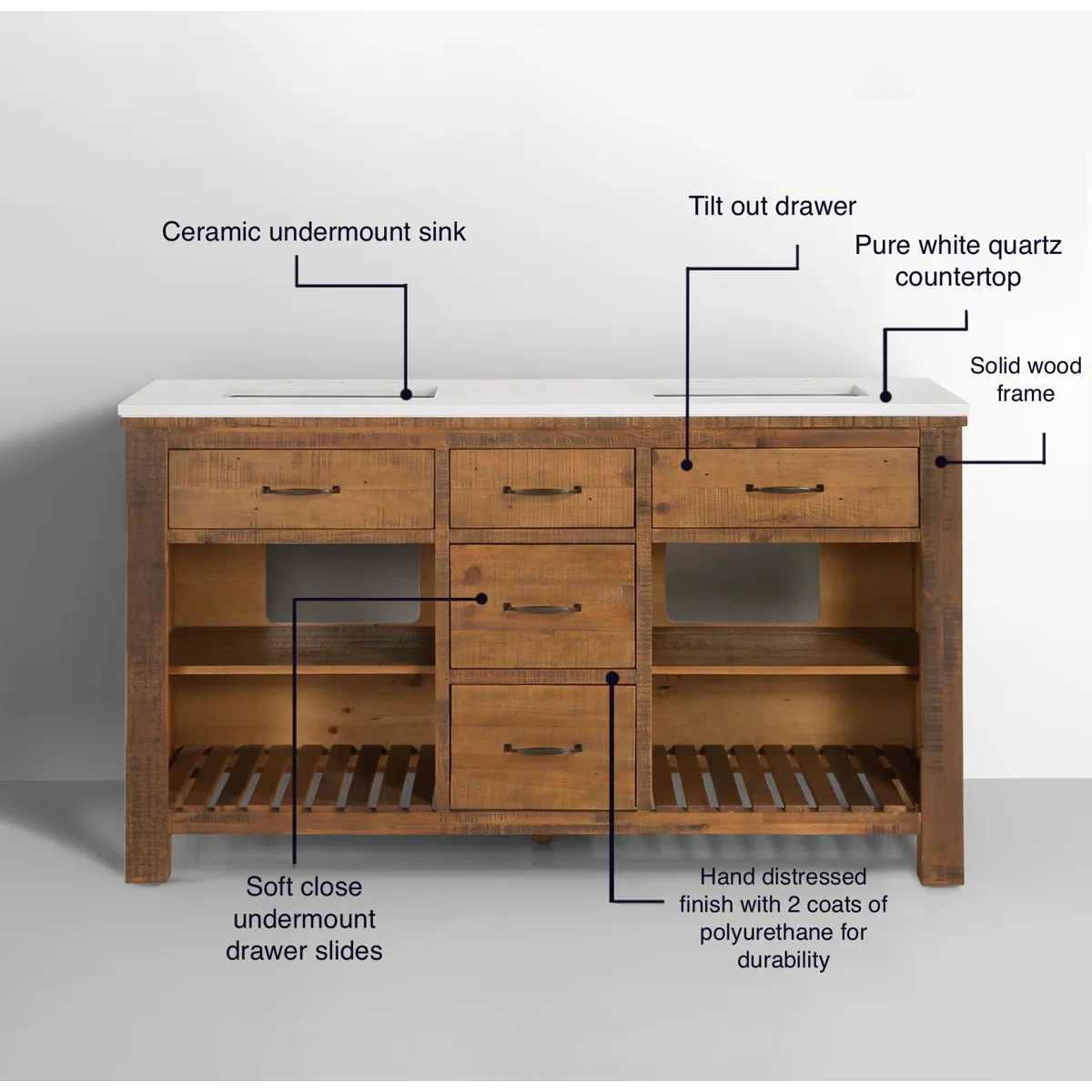 Banff 60" Width Single Bathroom Vanity - Image 8