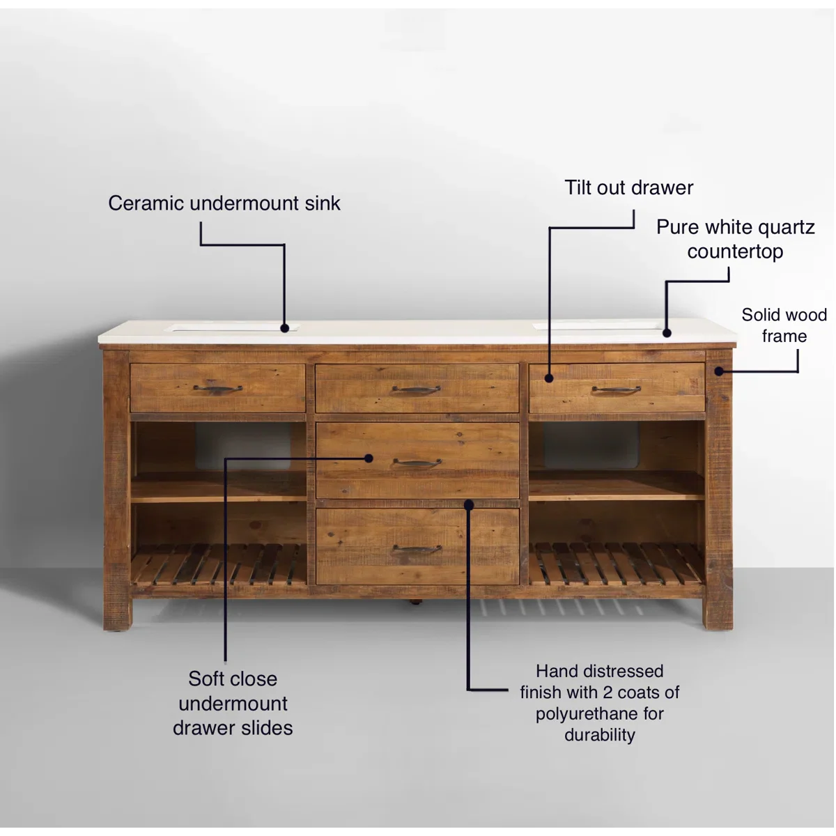 Banff 72" Width Double Bathroom Vanity - Image 7