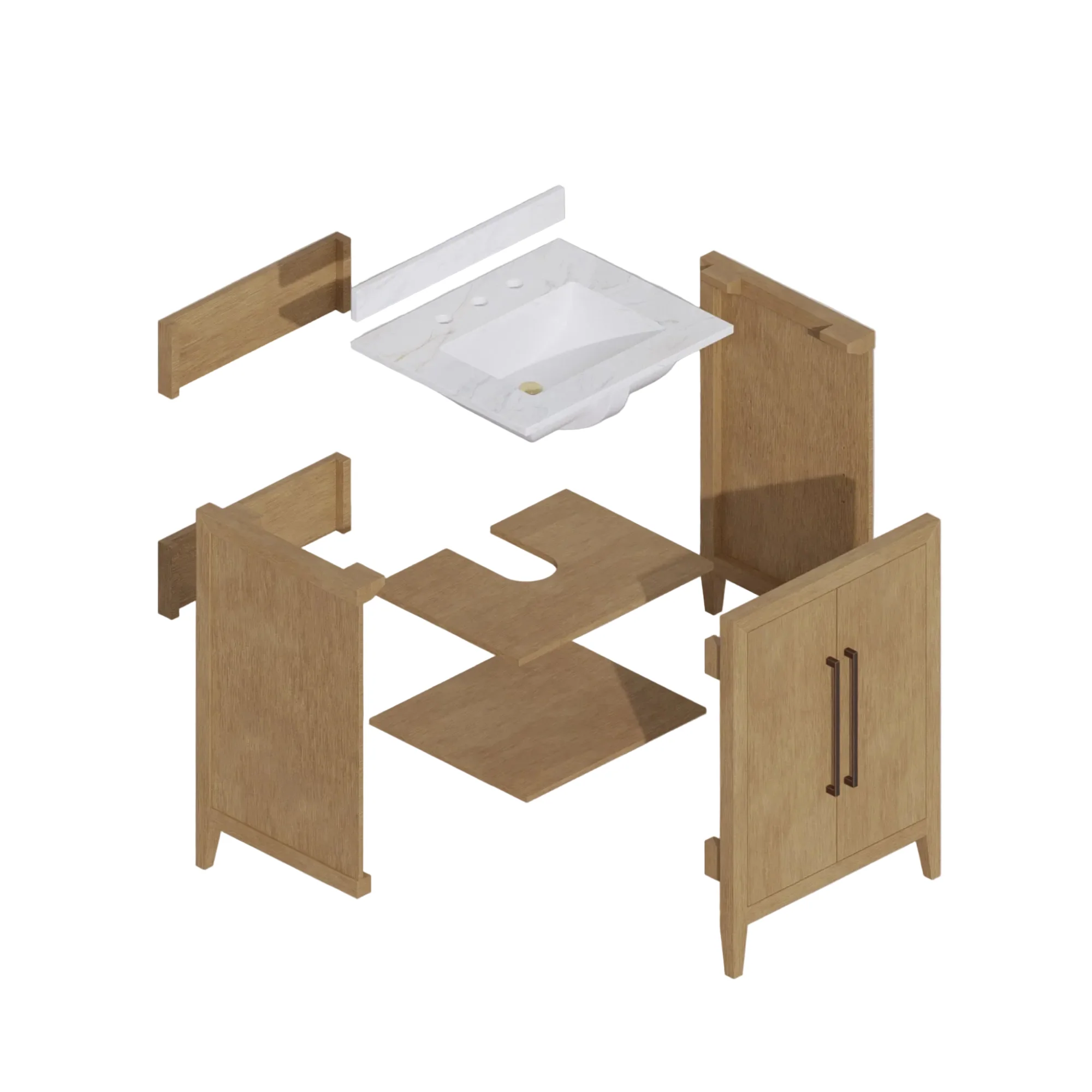 Bergen 24"W x 20"D RTA Single Bathroom Vanity | Calacatta Gold Quartz Countertop - Image 15