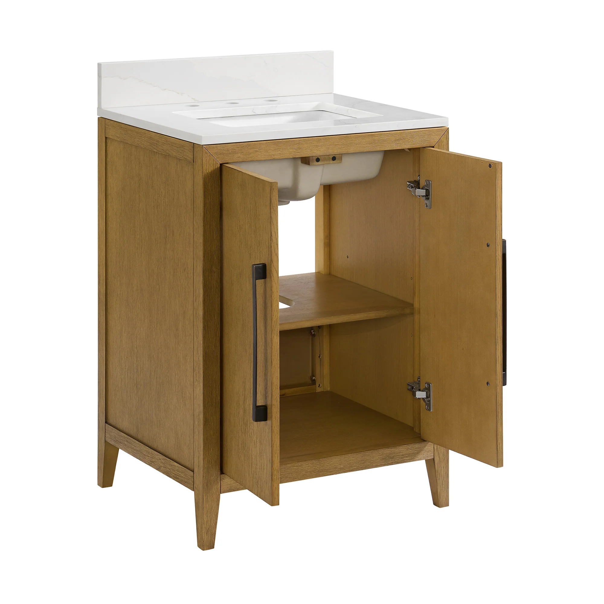 Bergen 24"W x 20"D RTA Single Bathroom Vanity | Calacatta Gold Quartz Countertop - Image 7