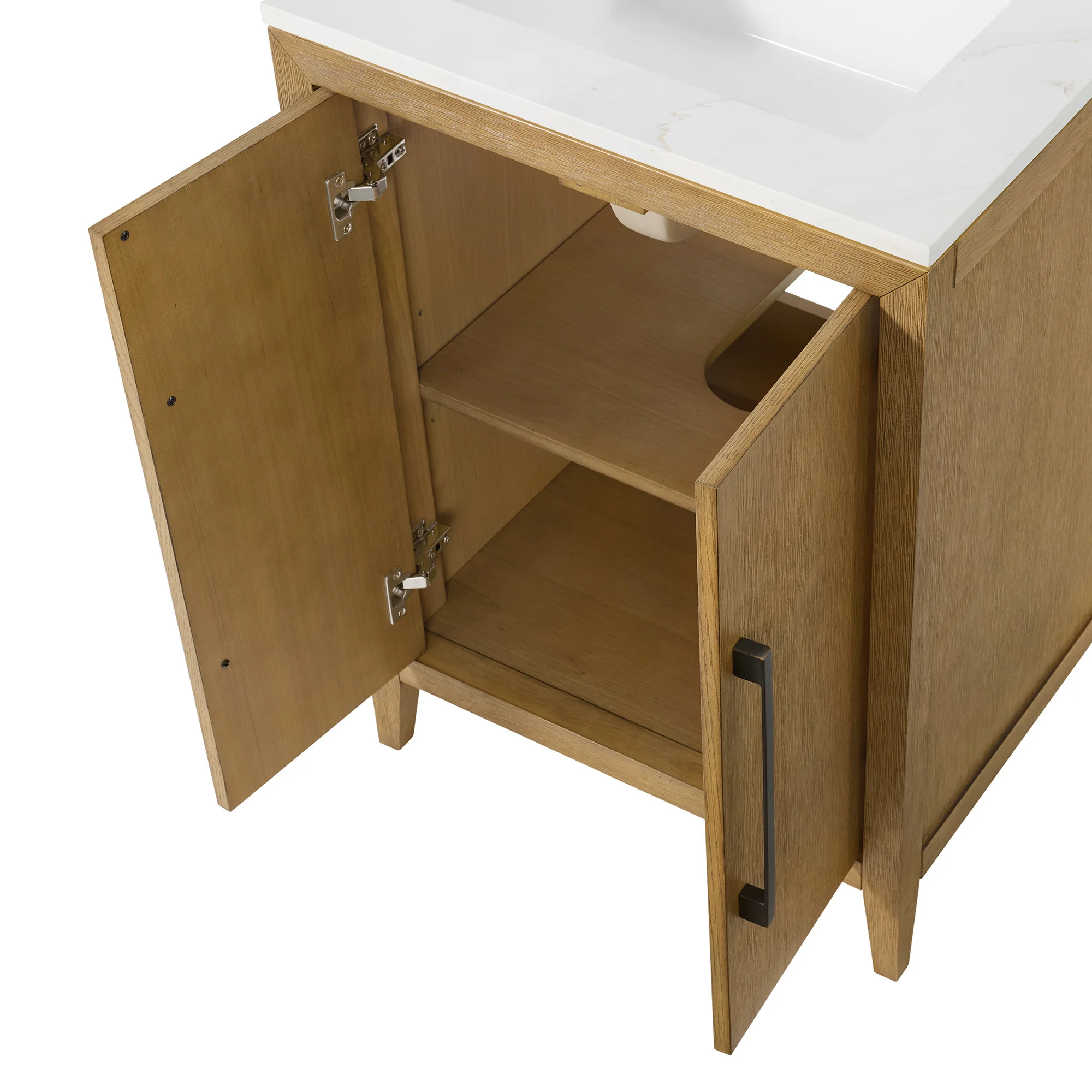 Bergen 24"W x 20"D RTA Single Bathroom Vanity | Calacatta Gold Quartz Countertop - Image 8