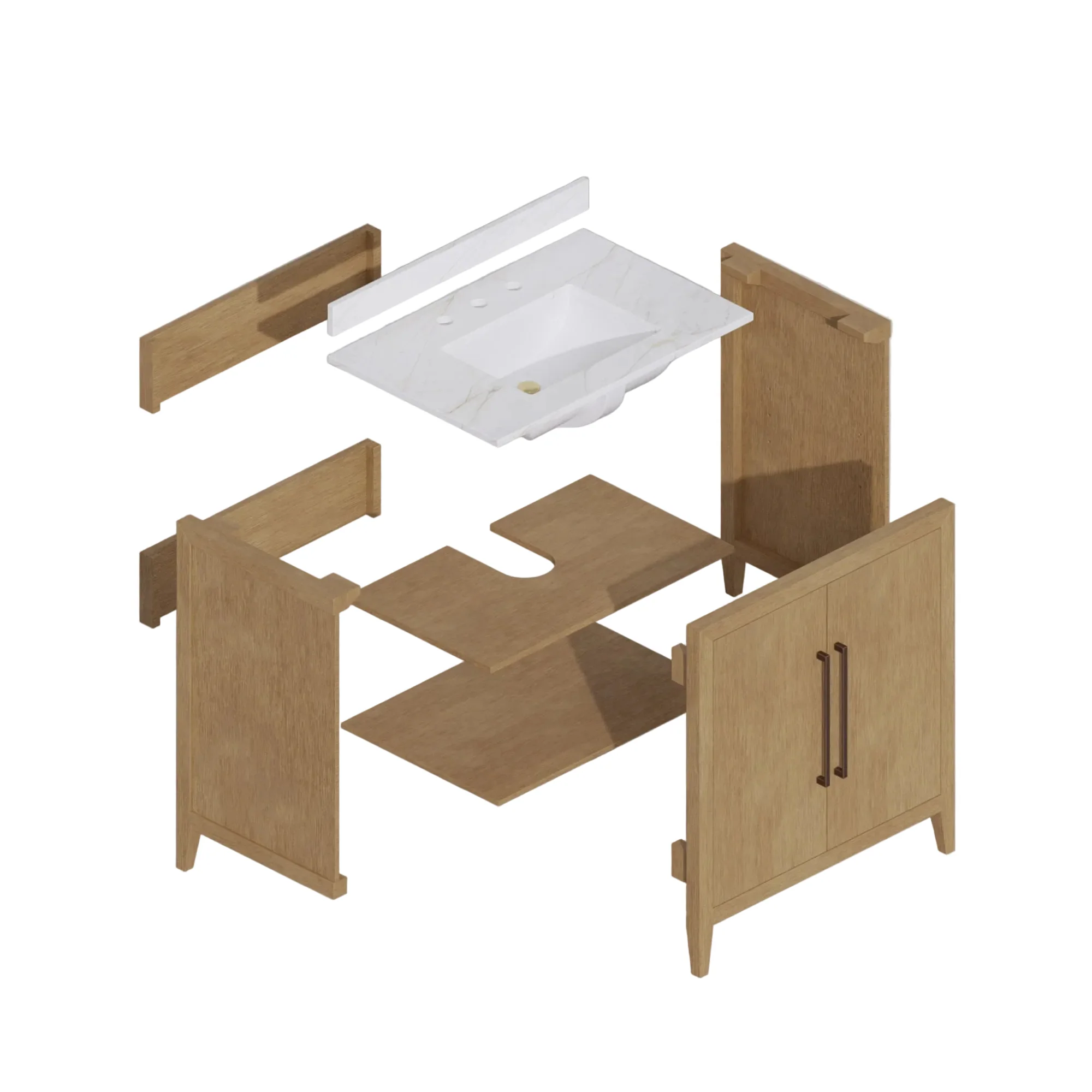 Bergen 30"W x 20"D Single Bathroom Vanity | Calacatta Gold Quartz Countertop - Image 13