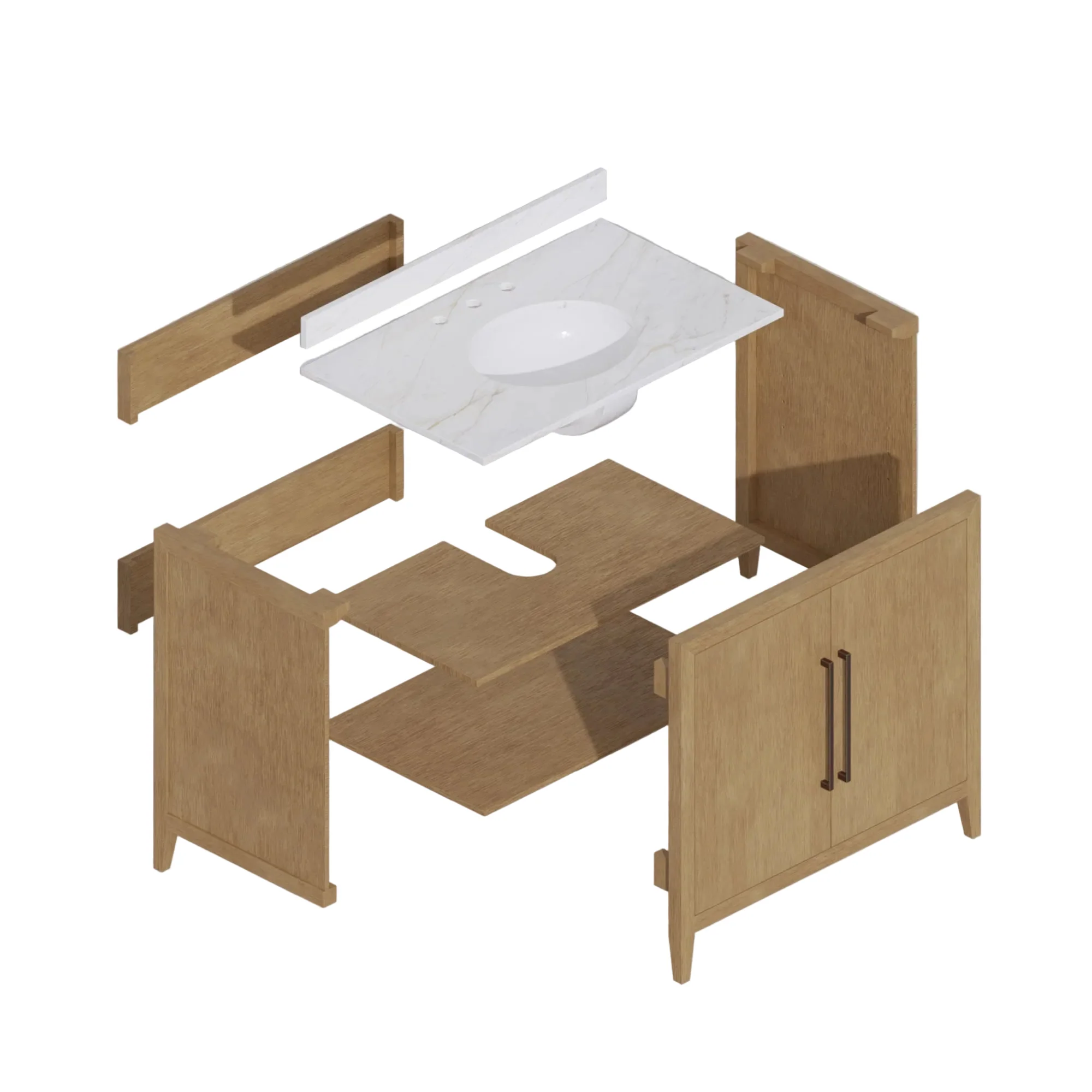 Bergen 36"W x 22"D  Single Bathroom Vanity | Calacatta Gold Quartz Countertop - Image 13
