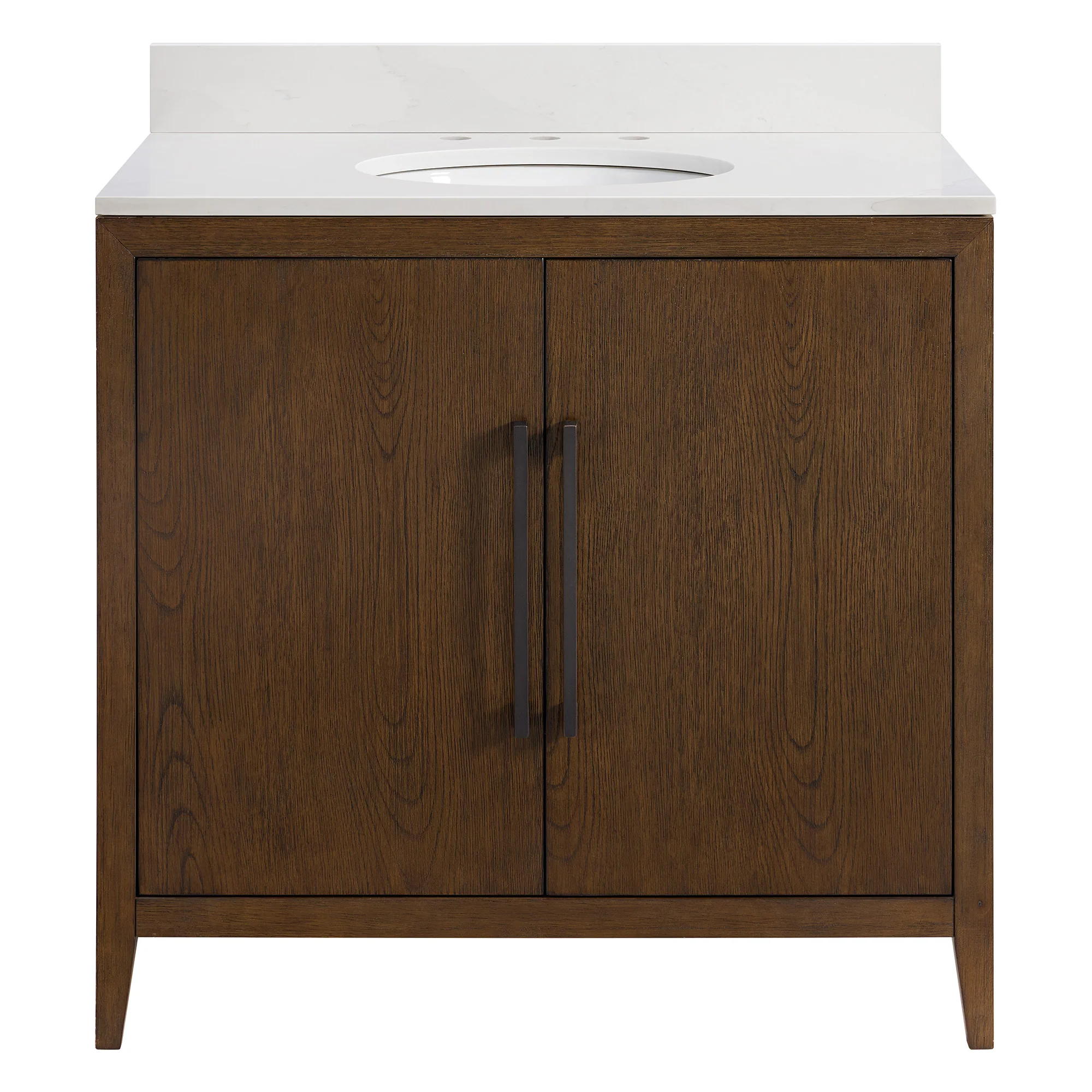 Bergen 36"W x 22"D Single Sink Bathroom Vanity | Enhanced Brown Oak | Calacatta Gold Quartz - Image 12