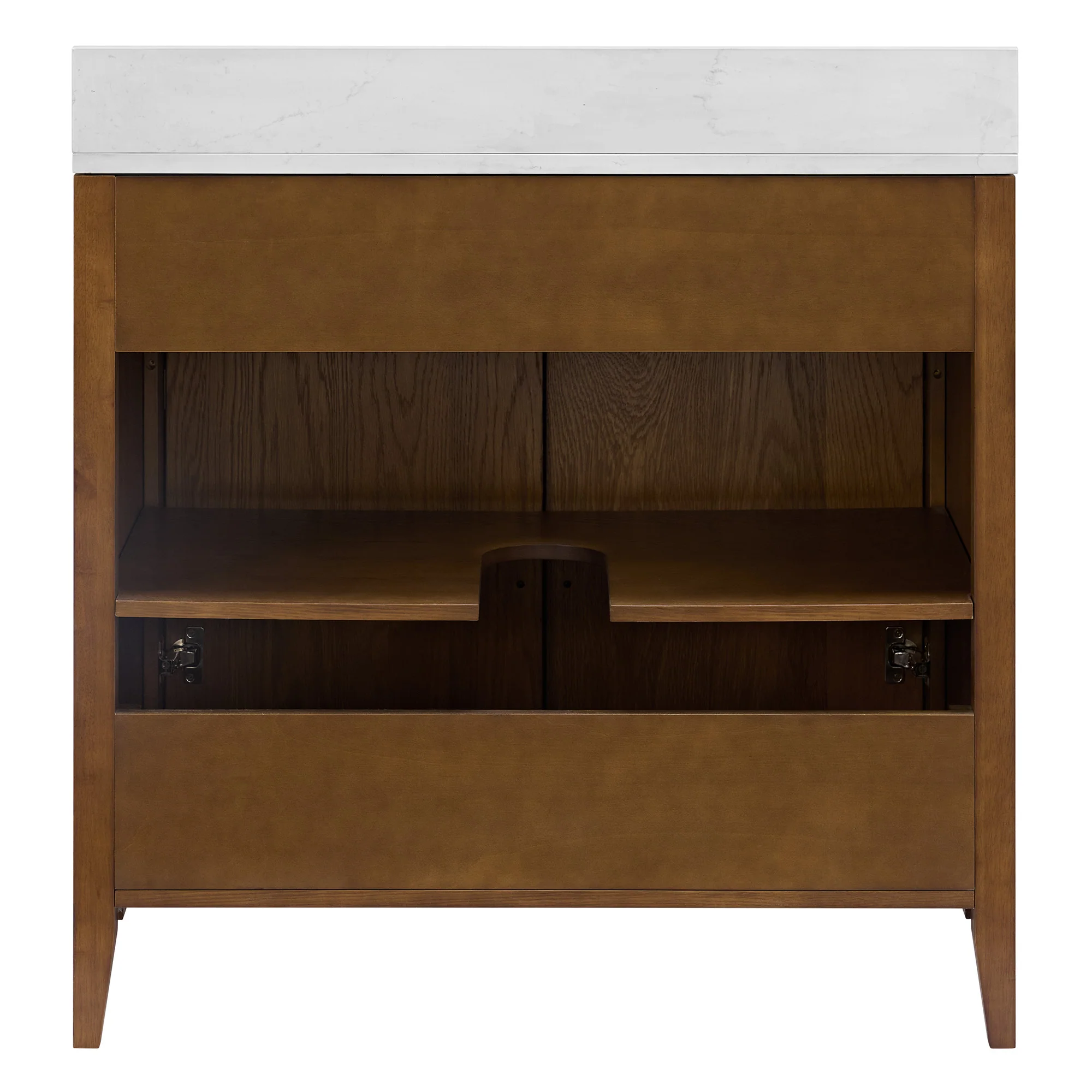 Bergen 36"W x 22"D Single Sink Bathroom Vanity | Enhanced Brown Oak | Calacatta Gold Quartz - Image 4