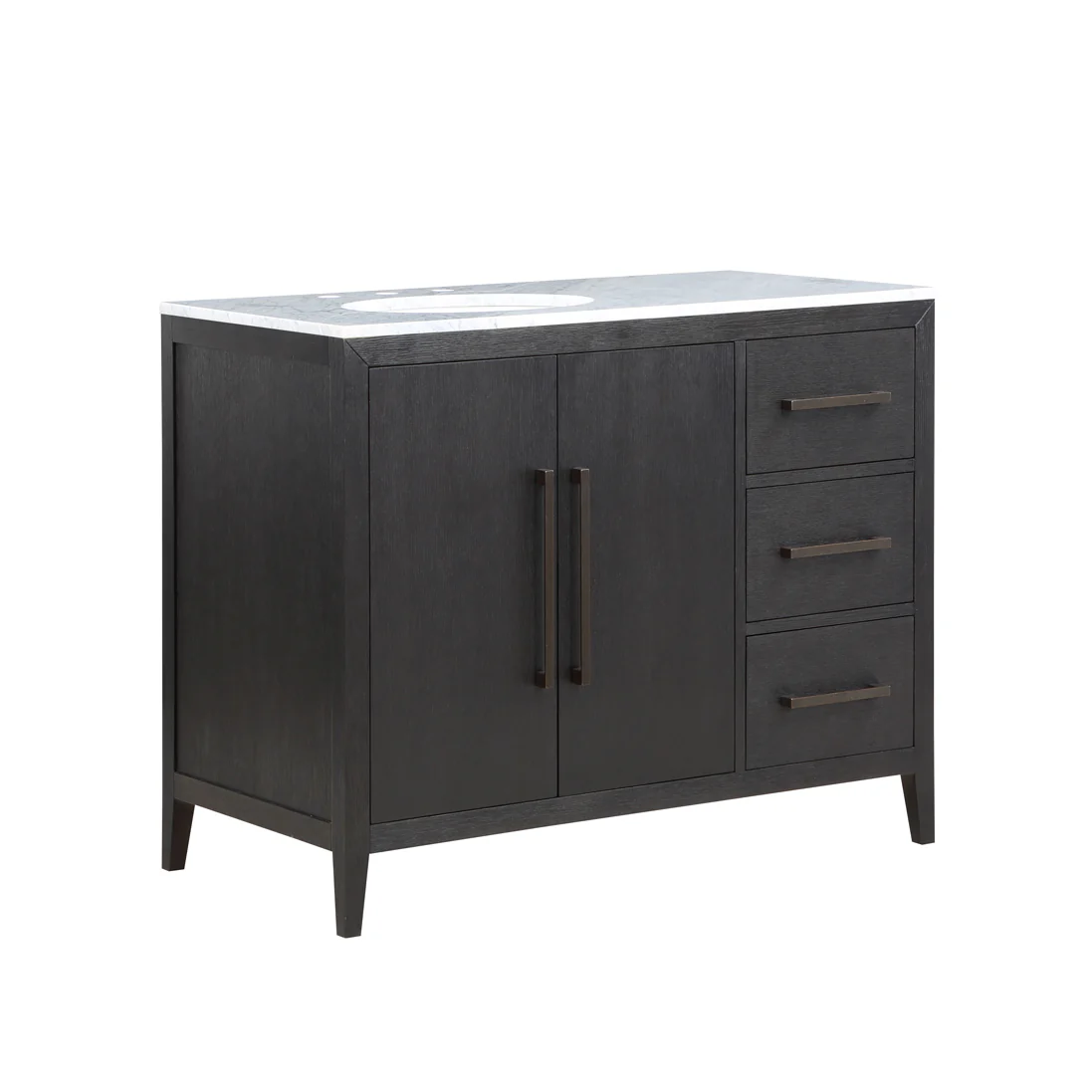 Bergen 42" Single Bathroom Vanity in Dark Weathered Oak | Calacatta Gold Quartz Countertop - Image 10