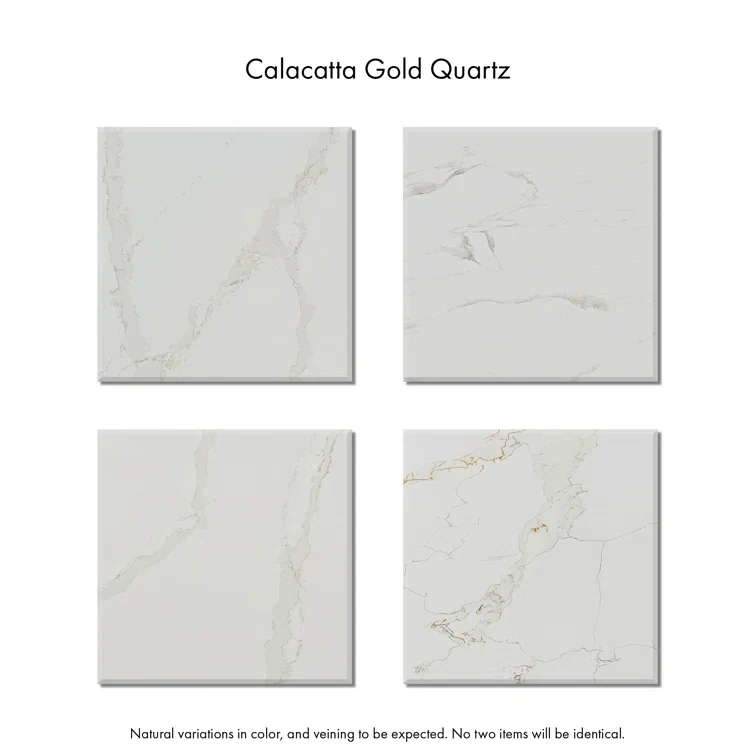 Bergen 42" Single Bathroom Vanity in Dark Weathered Oak | Calacatta Gold Quartz Countertop - Image 11
