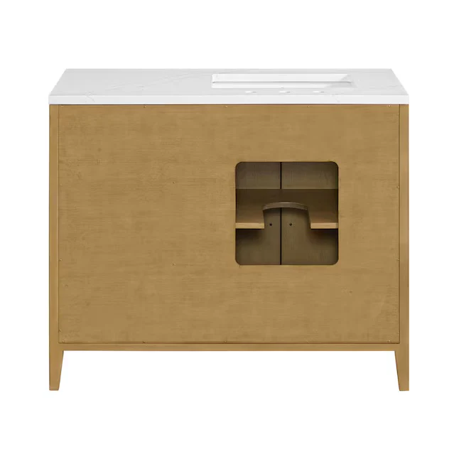 Bergen 42" Single Bathroom Vanity in Wire Brushed Oak | White Statuario Quartz Countertop - Image 13