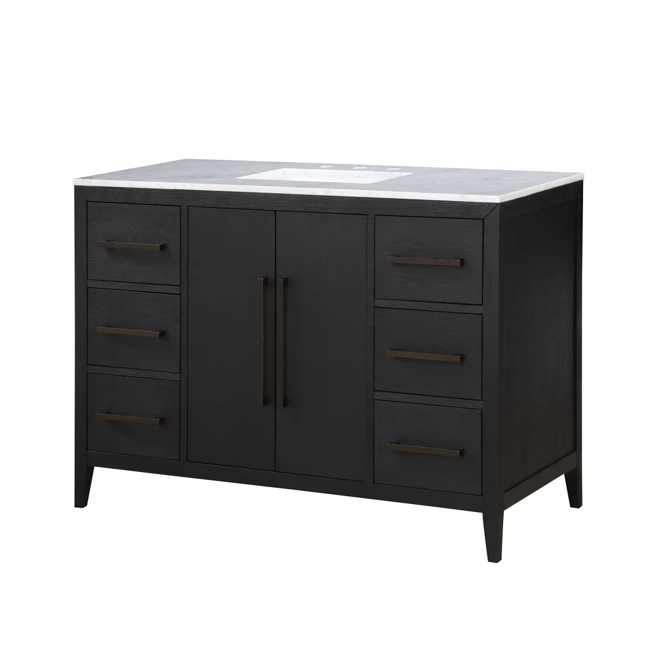 Bergen 48" Single Bathroom Vanity in Dark Weathered Oak | Calacatta Gold Quartz Countertop - Image 11
