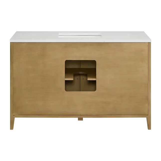 Bergen 54" Single Bathroom Vanity in Wire Brushed Oak | White Statuario Quartz Countertop - Image 12