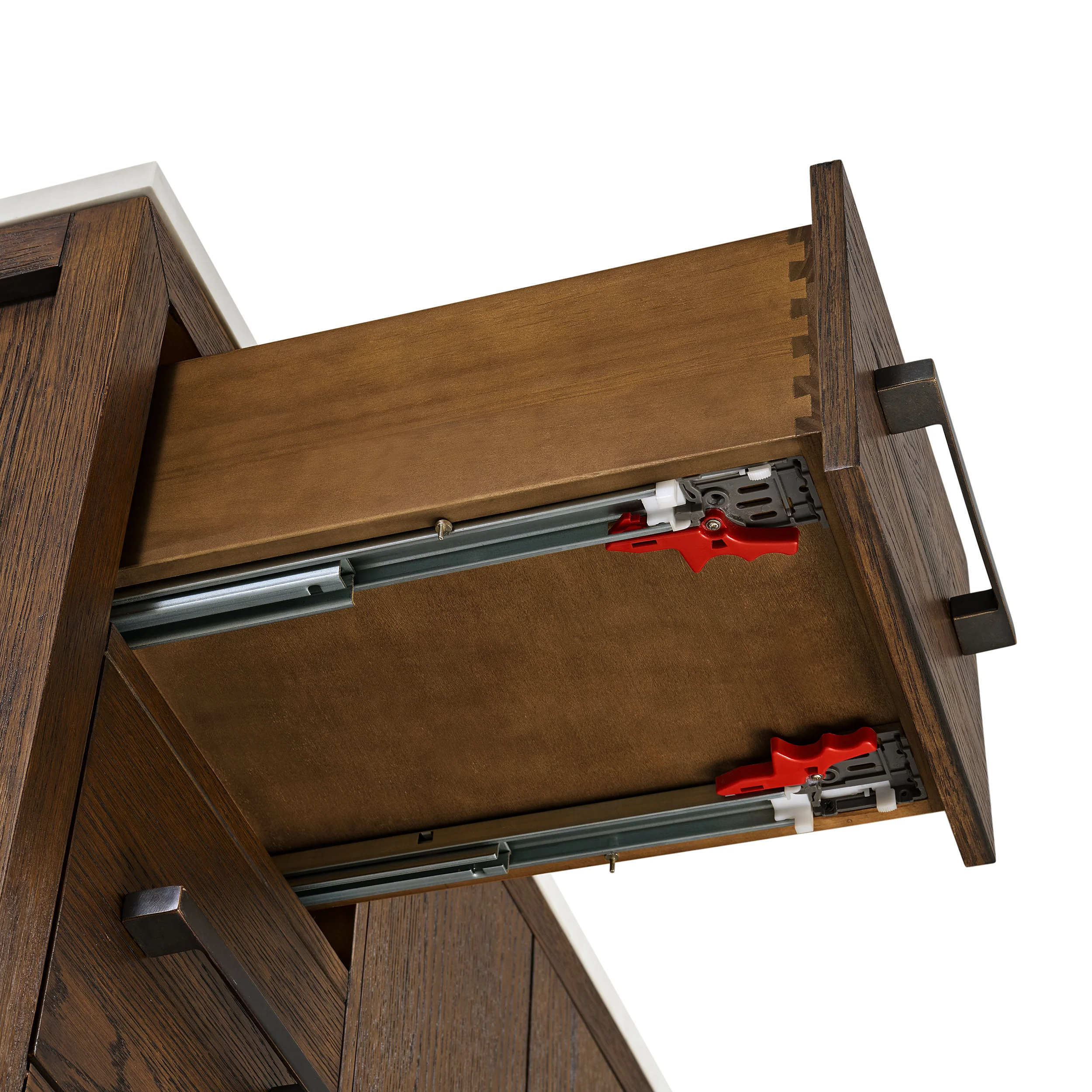 Bergen 48" Double Bathroom Vanity in Enhanced Brown Oak | Calacatta Gold Quartz Countertop - Image 11