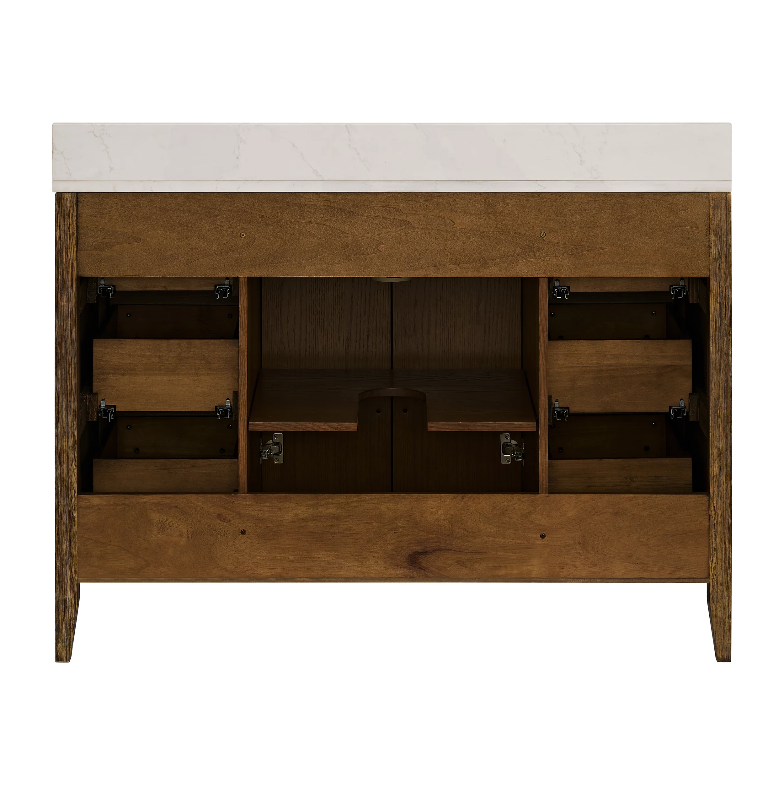 Bergen 48" Double Bathroom Vanity in Enhanced Brown Oak | Calacatta Gold Quartz Countertop - Image 14
