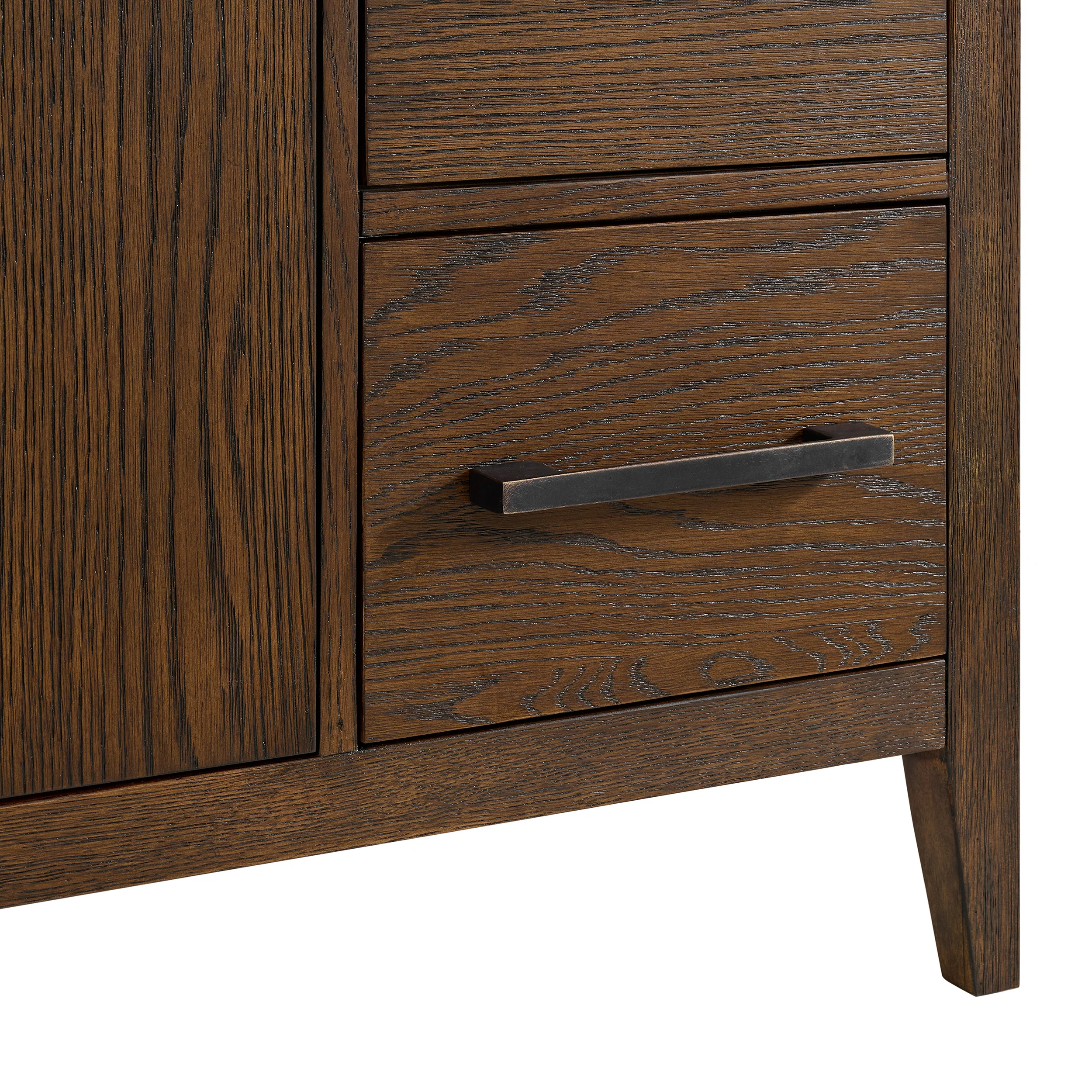 Bergen 48" Double Bathroom Vanity in Enhanced Brown Oak | Calacatta Gold Quartz Countertop - Image 9