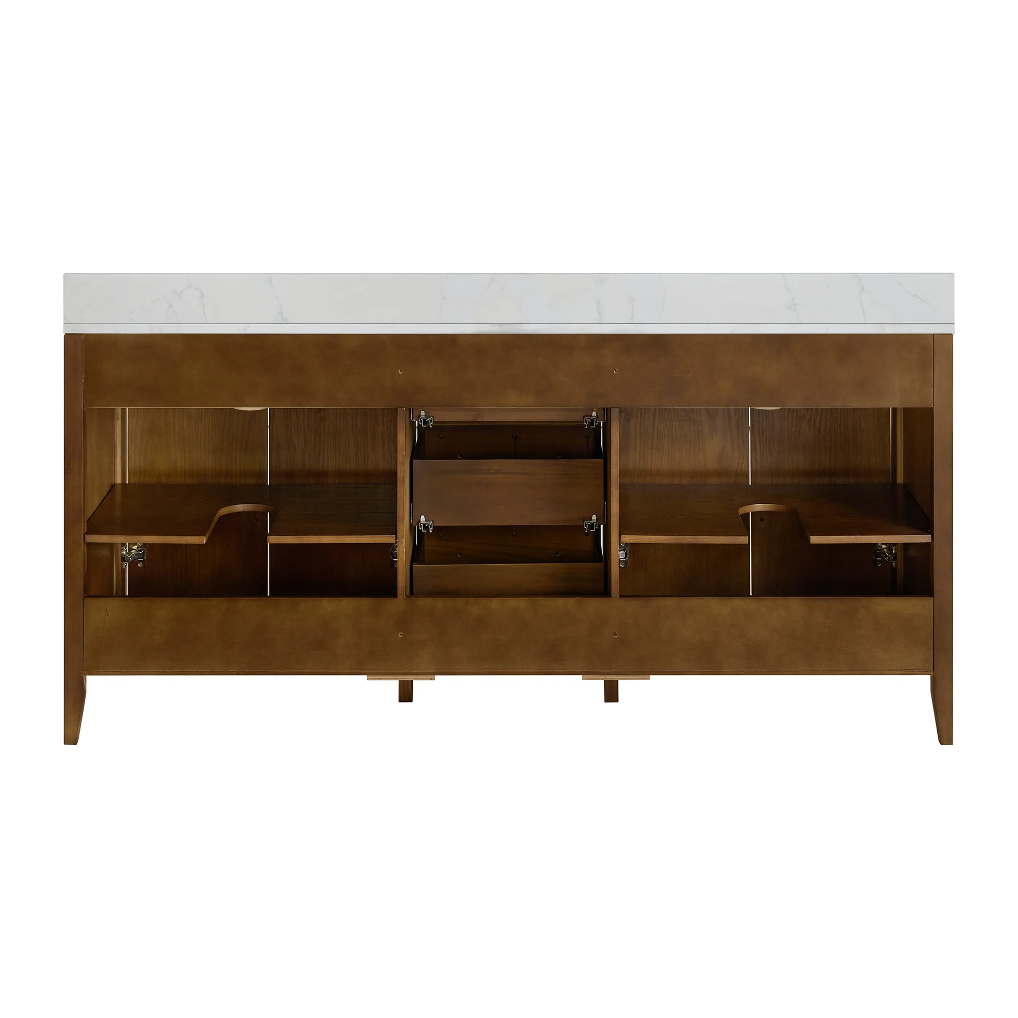 Bergen 72" Double Bathroom Vanity | Enhanced Brown Oak | Calacatta Gold Quartz - Image 10