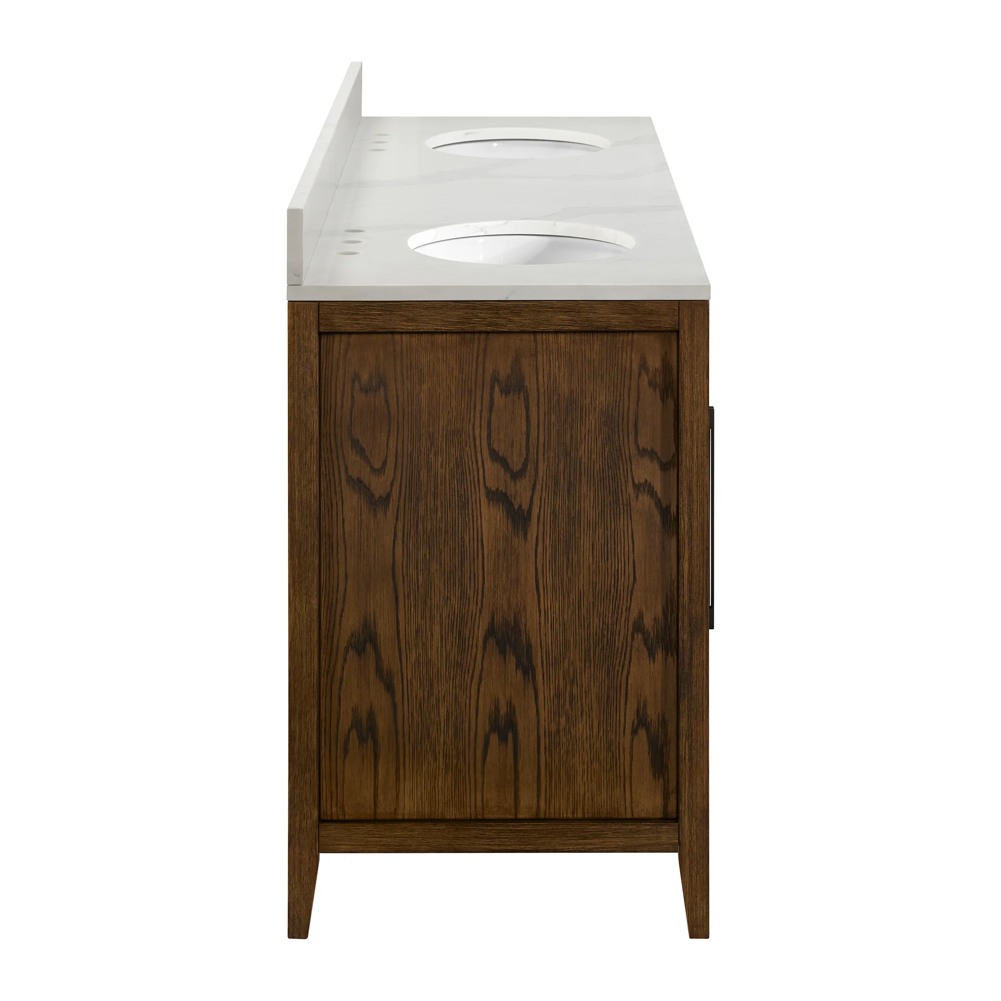 Bergen 72" Double Bathroom Vanity | Enhanced Brown Oak | Calacatta Gold Quartz - Image 9