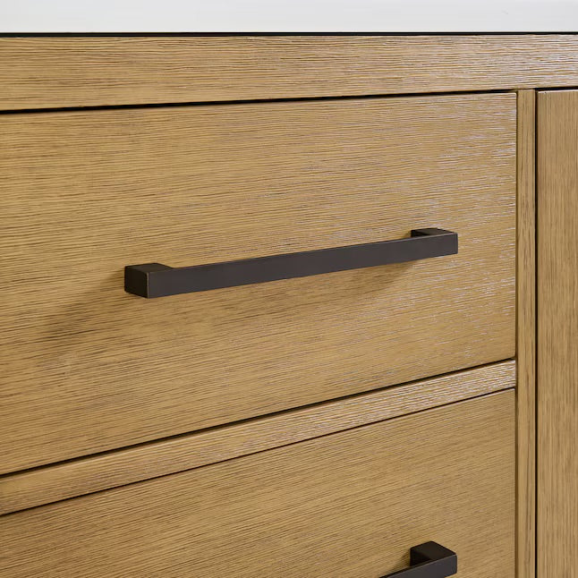 Bergen 72" Double Bathroom Vanity in Wire Brushed Oak | White Statuario Quartz Countertop - Image 10