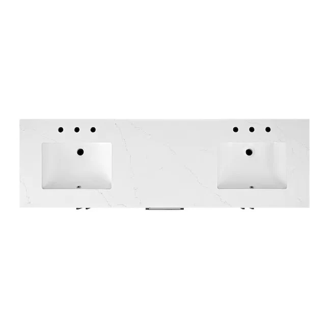 Bergen 72" Double Bathroom Vanity in Wire Brushed Oak | White Statuario Quartz Countertop - Image 12