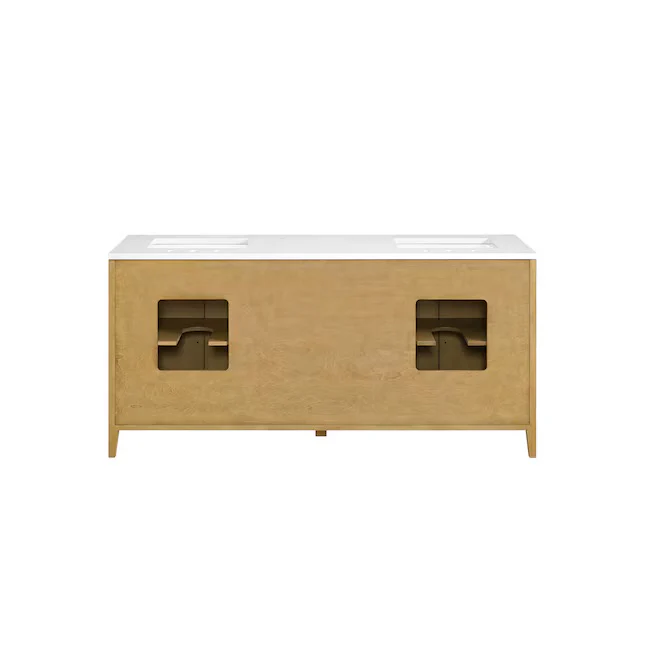 Bergen 72" Double Bathroom Vanity in Wire Brushed Oak | White Statuario Quartz Countertop - Image 13