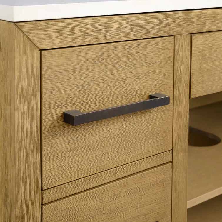 Bergen 60" ADA Compliant Single Sink Bathroom Vanity | Calacatta Gold Quartz Countertop - Image 5