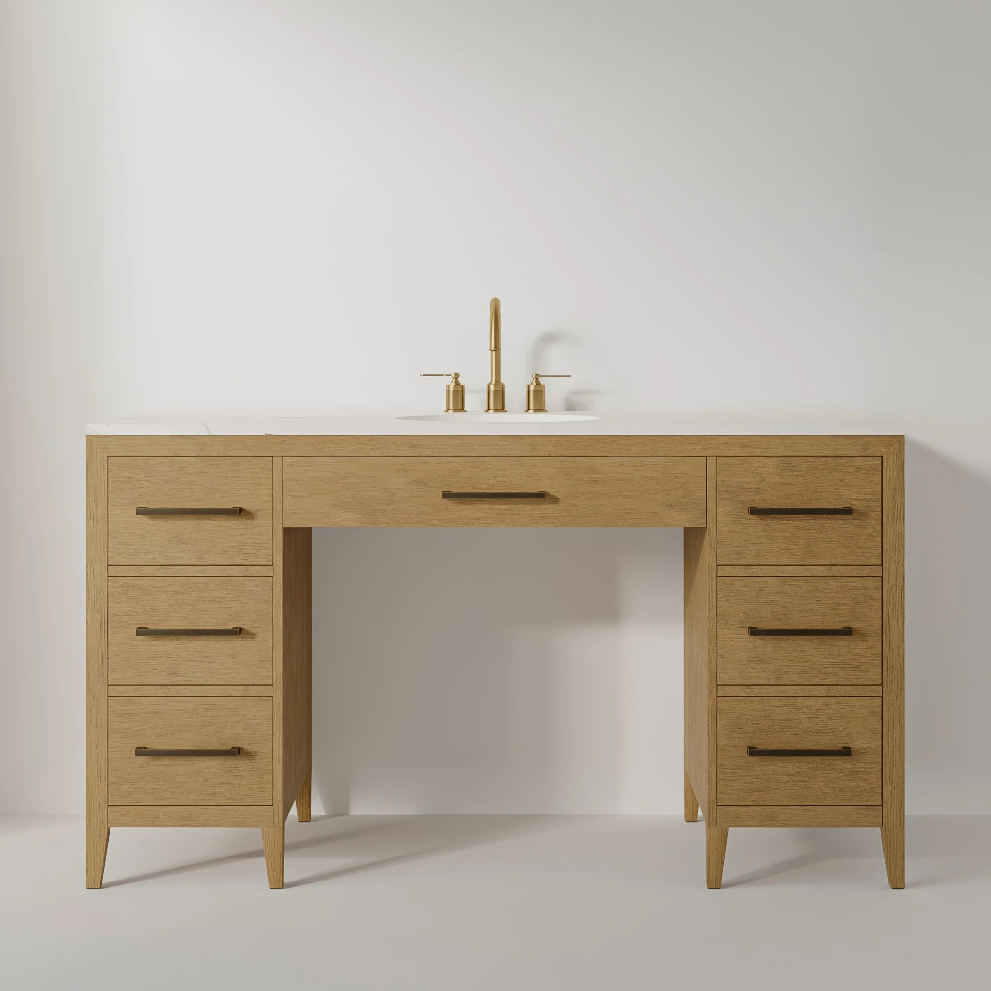 Bergen 60" ADA Compliant Single Sink Bathroom Vanity | Calacatta Gold Quartz Countertop - Image 6