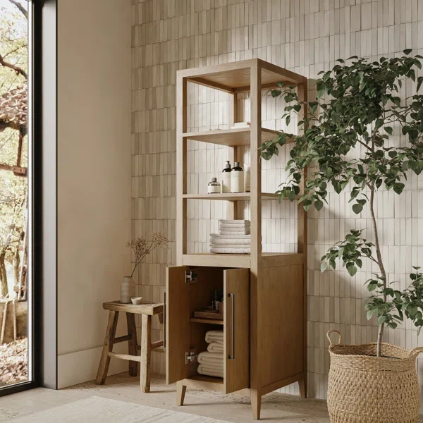 Bergen 72" H Linen Cabinet in Wire Brushed Oak - Image 3