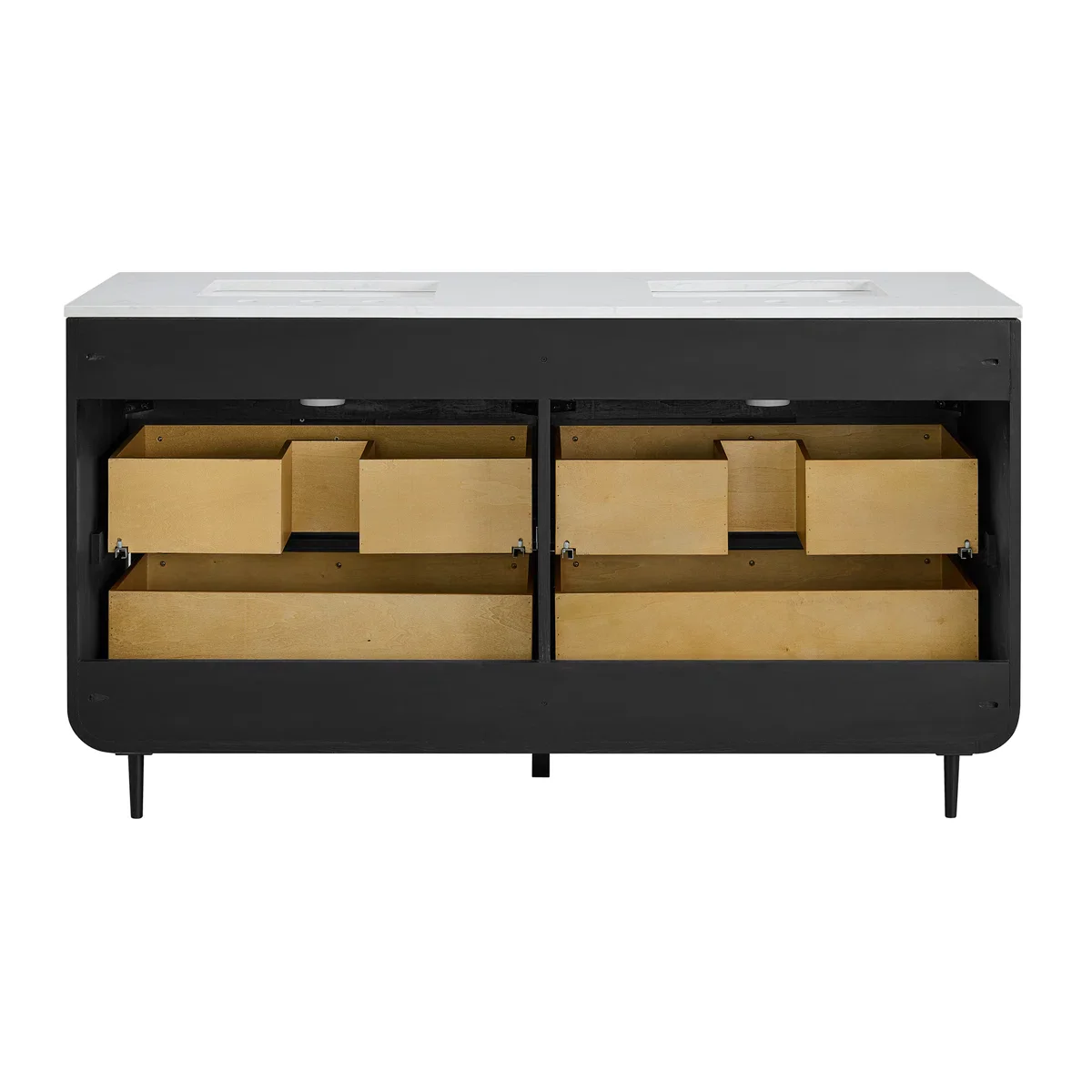 Bern 60" Reeded Black Oak Double Sink Bathroom Vanity | Engineered Marble Countertop - Image 10