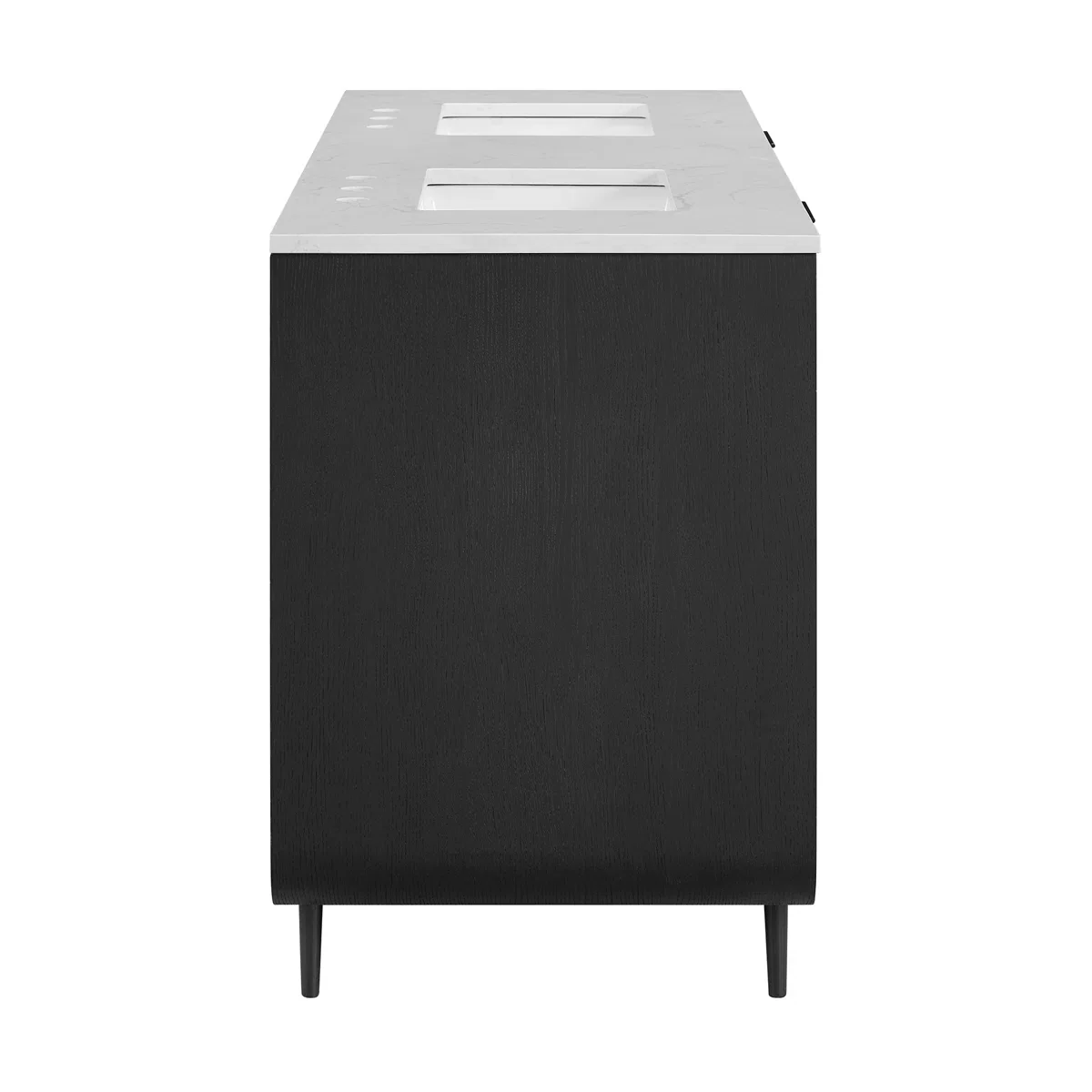 Bern 60" Reeded Black Oak Double Sink Bathroom Vanity | Engineered Marble Countertop - Image 11