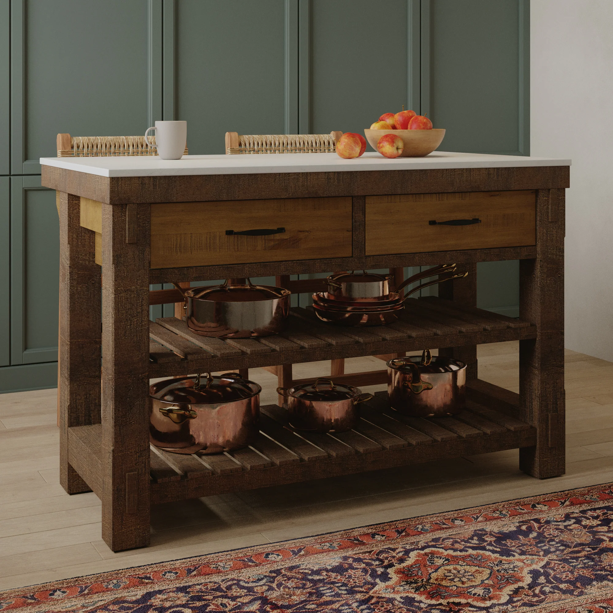 Telluride 54" Kitchen Island | Quartz Countertop - Image 25