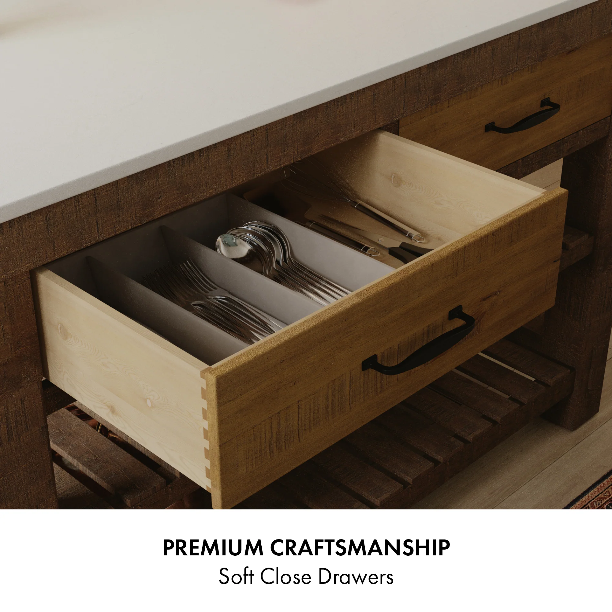 Telluride 54" Kitchen Island | Quartz Countertop - Image 29