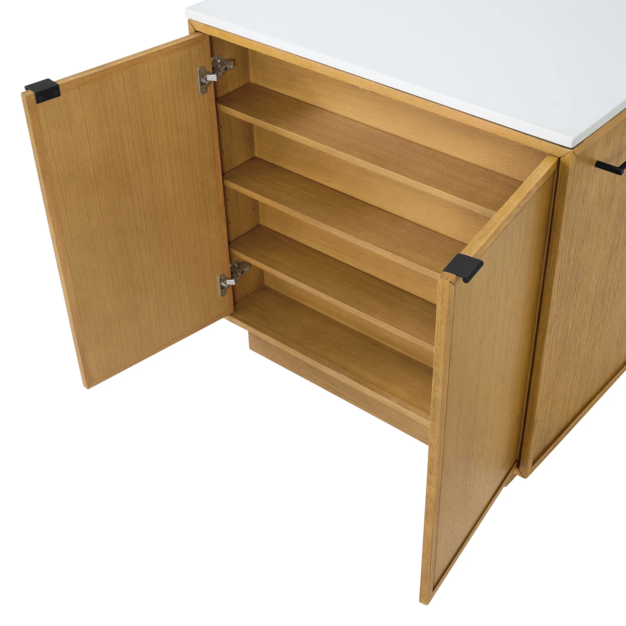 Brookline 36" Kitchen Island in Oak | White Quartz Countertop - Image 11