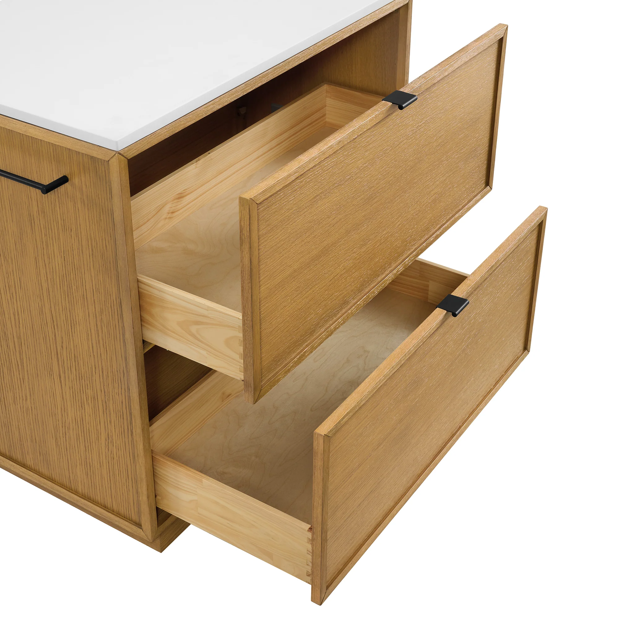 Brookline 36" Kitchen Island in Oak | White Quartz Countertop - Image 15