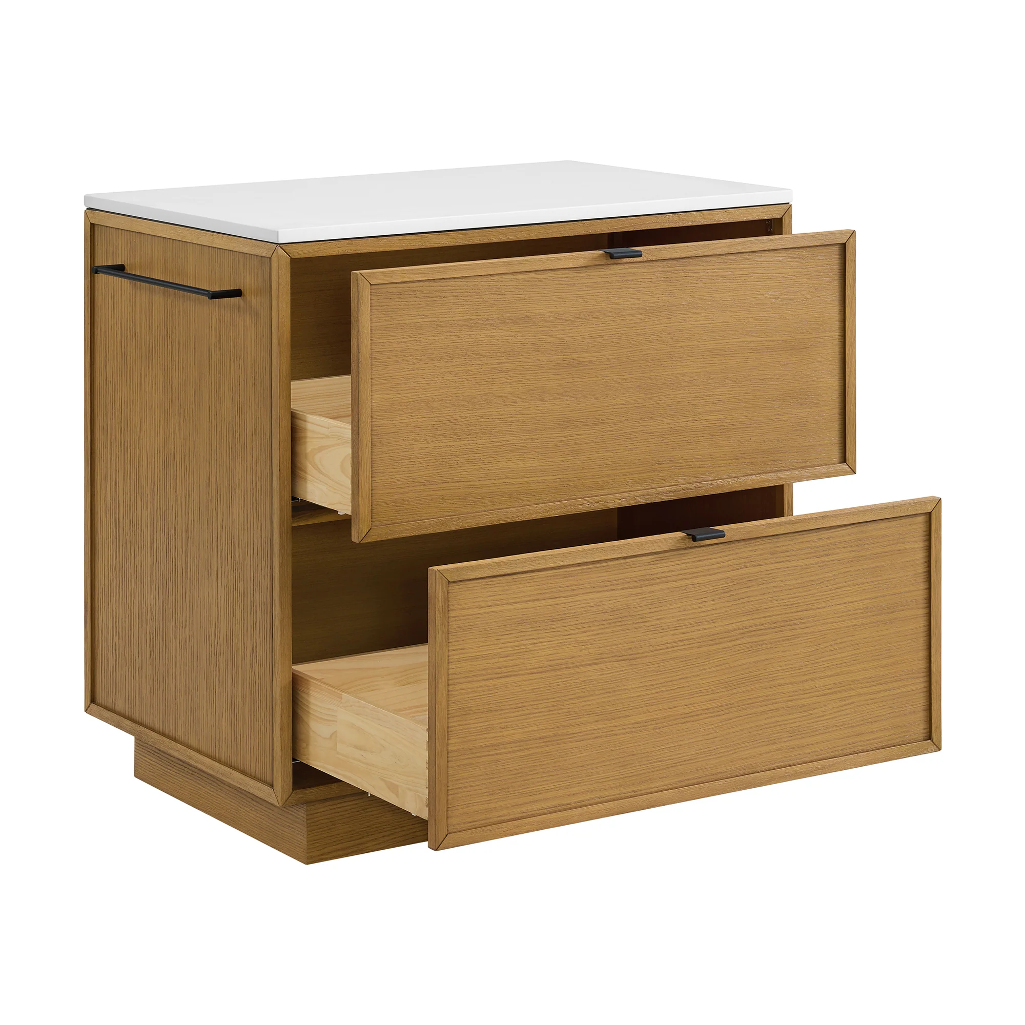 Brookline 36" Kitchen Island in Oak | White Quartz Countertop - Image 16