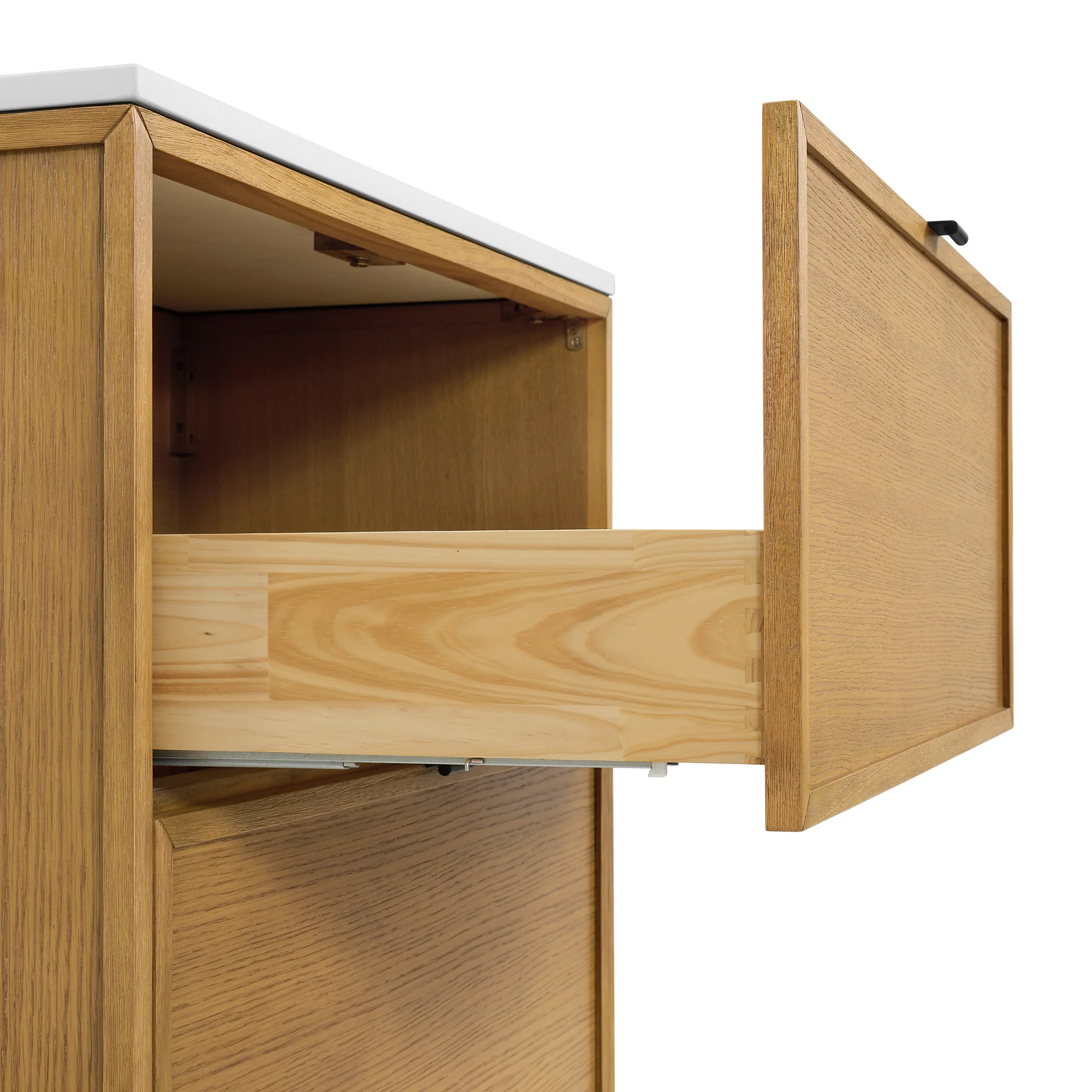 Brookline 36" Kitchen Island in Oak | White Quartz Countertop - Image 18