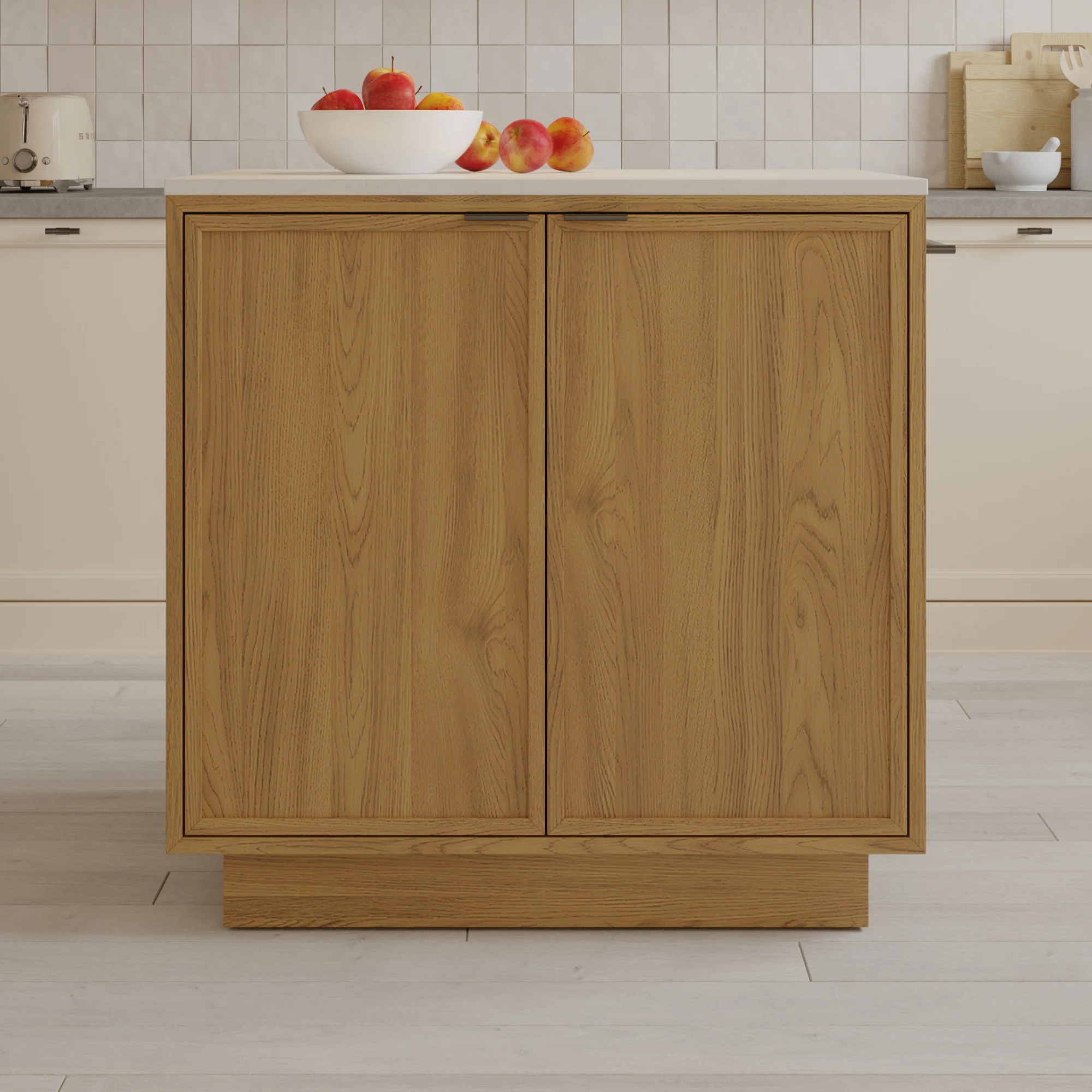 Brookline 36" Kitchen Island in Oak | White Quartz Countertop - Image 25