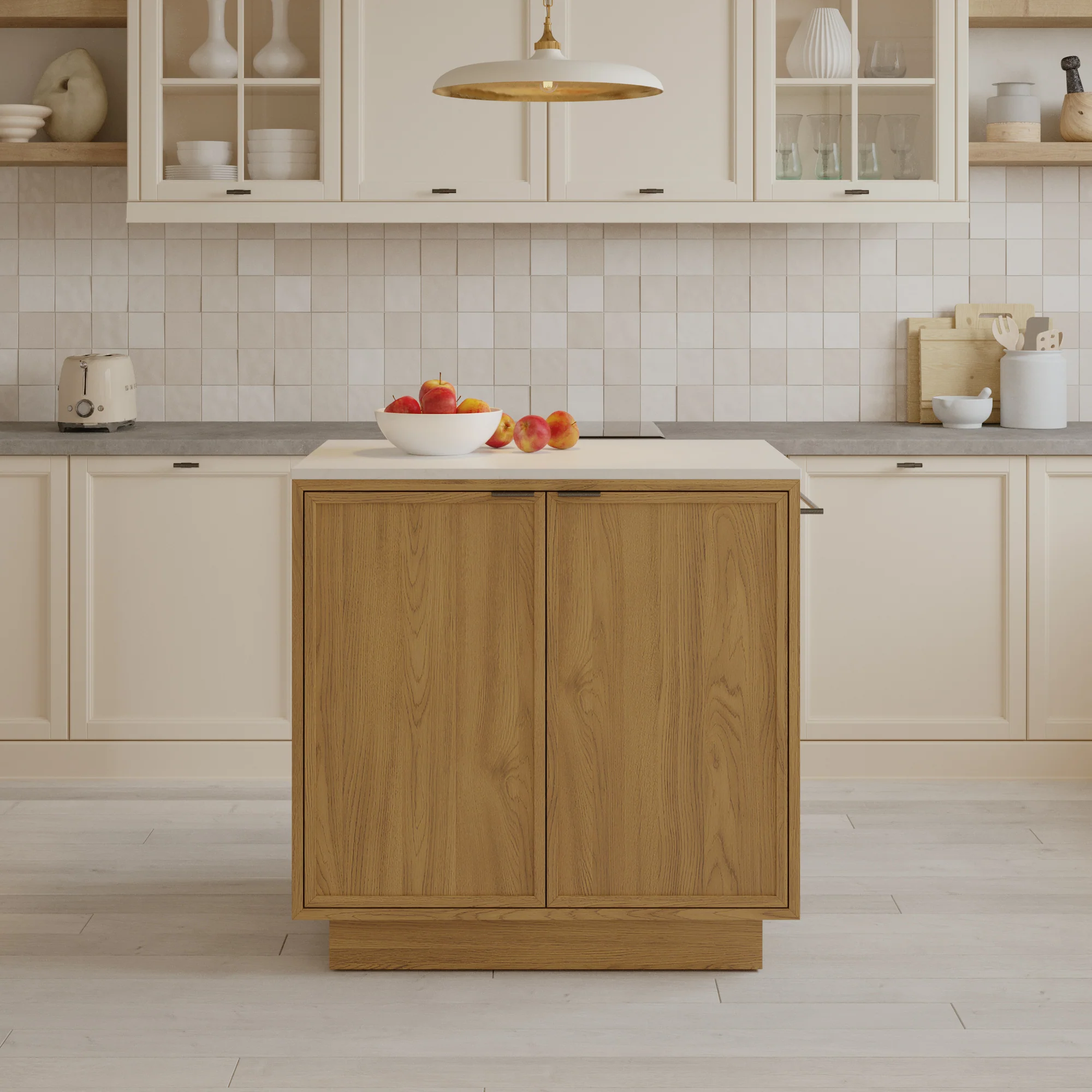 Brookline 36" Kitchen Island in Oak | White Quartz Countertop - Image 26