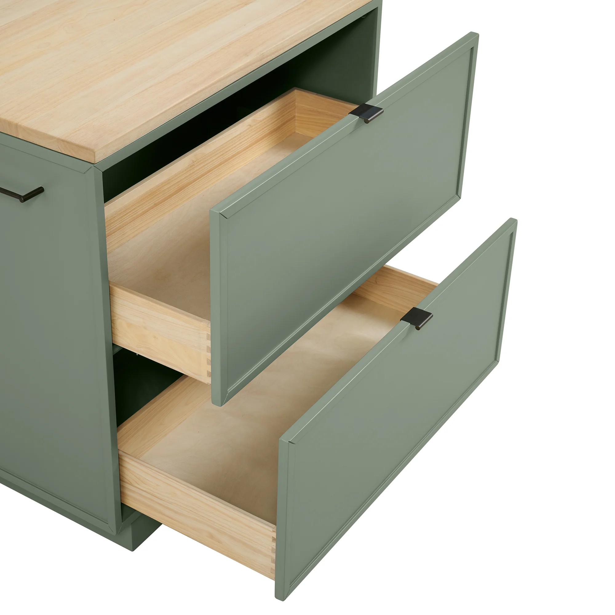 Brookline 36" Kitchen Island in Organic Green | Butcher Block Countertop - Image 11
