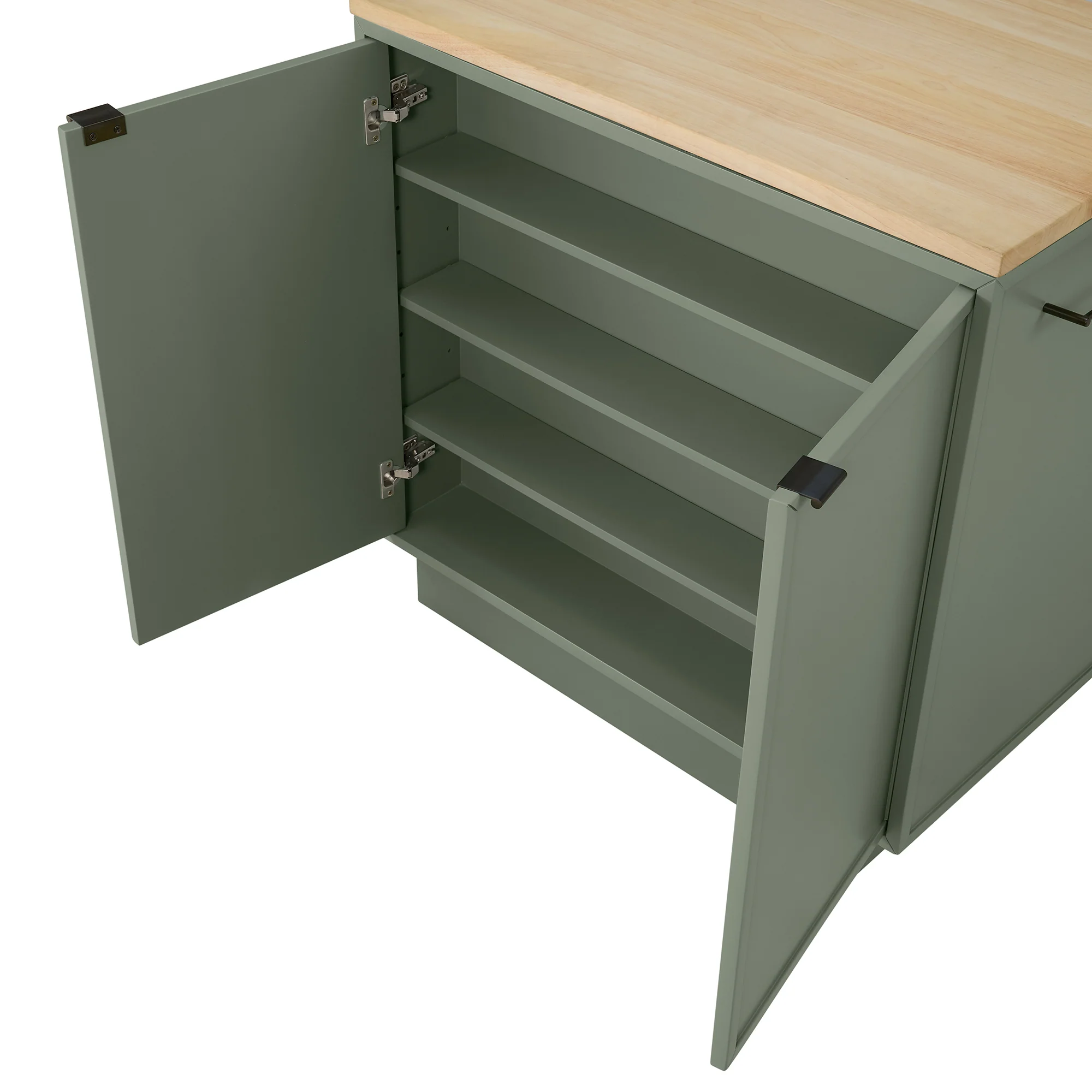 Brookline 36" Kitchen Island in Organic Green | Butcher Block Countertop - Image 14