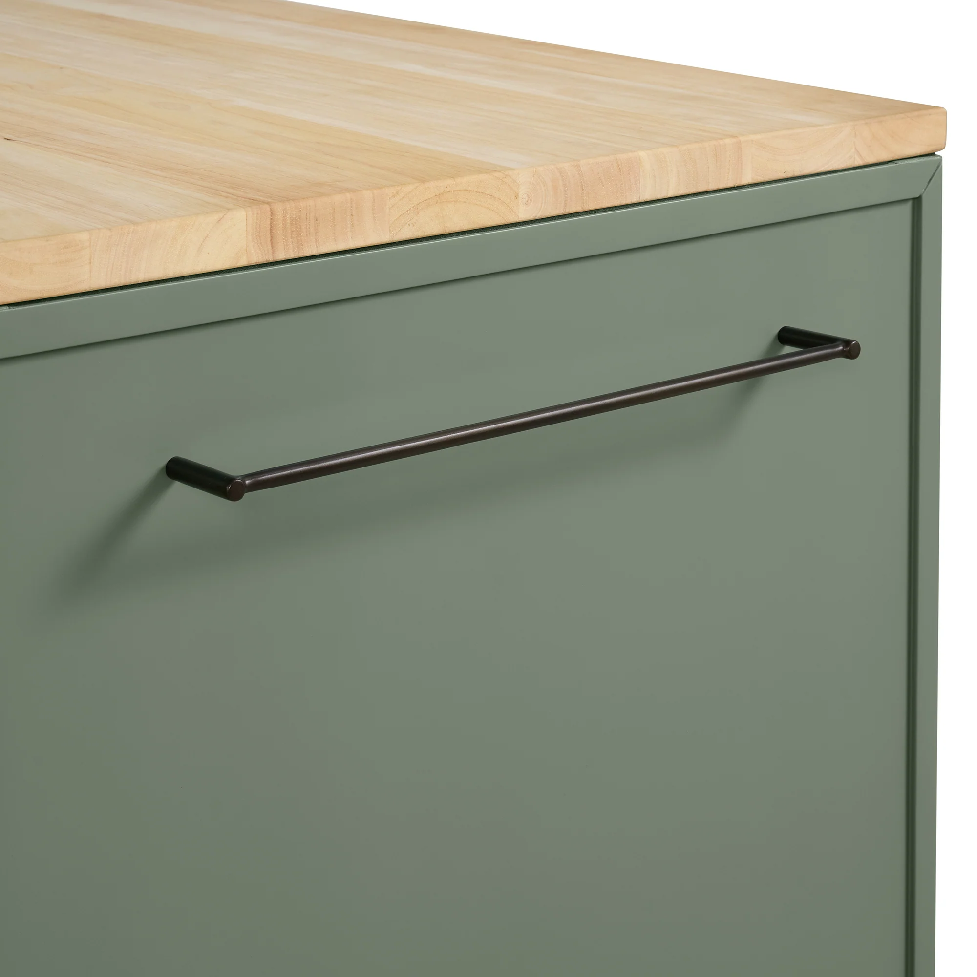 Brookline 36" Kitchen Island in Organic Green | Butcher Block Countertop - Image 18