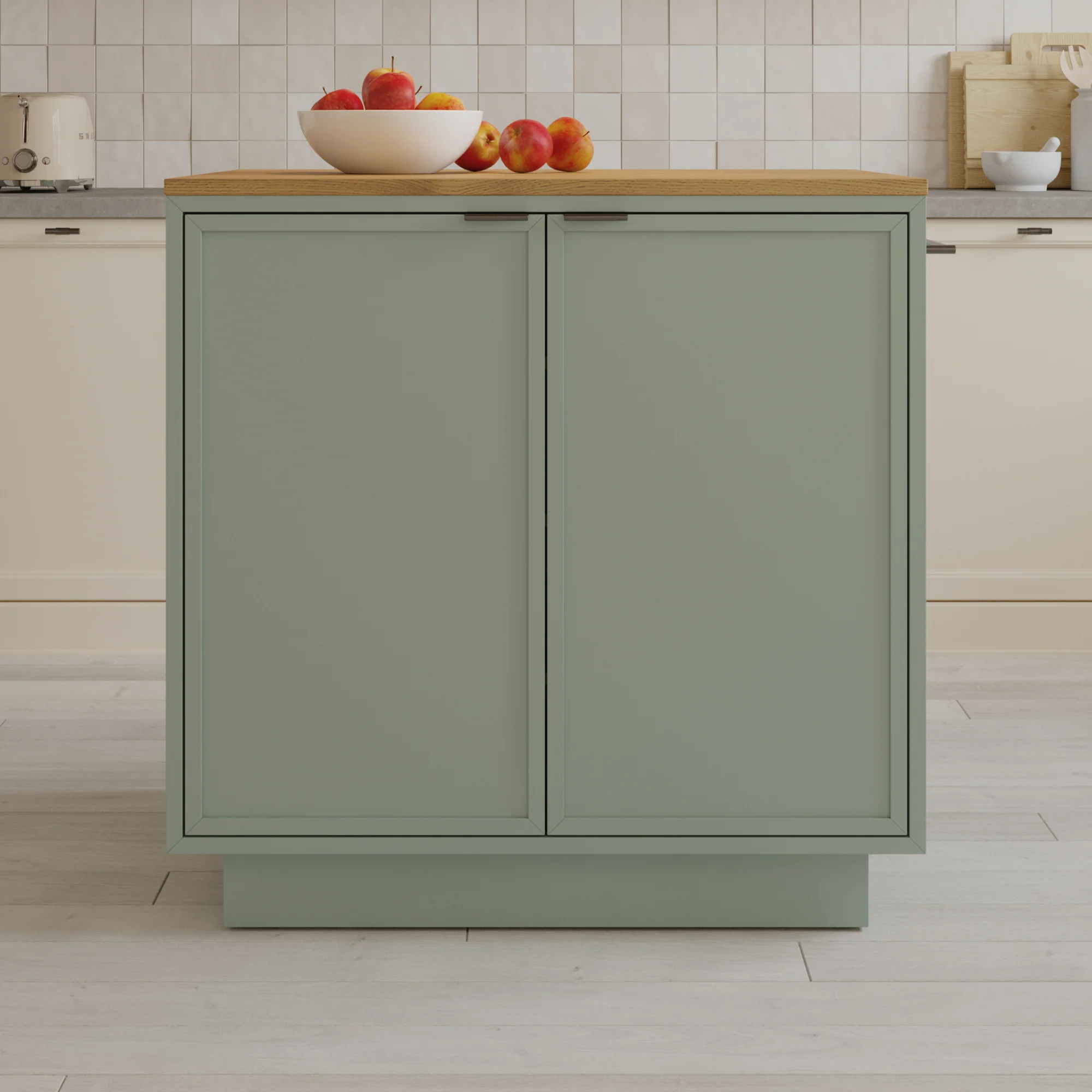 Brookline 36" Kitchen Island in Organic Green | Butcher Block Countertop - Image 23