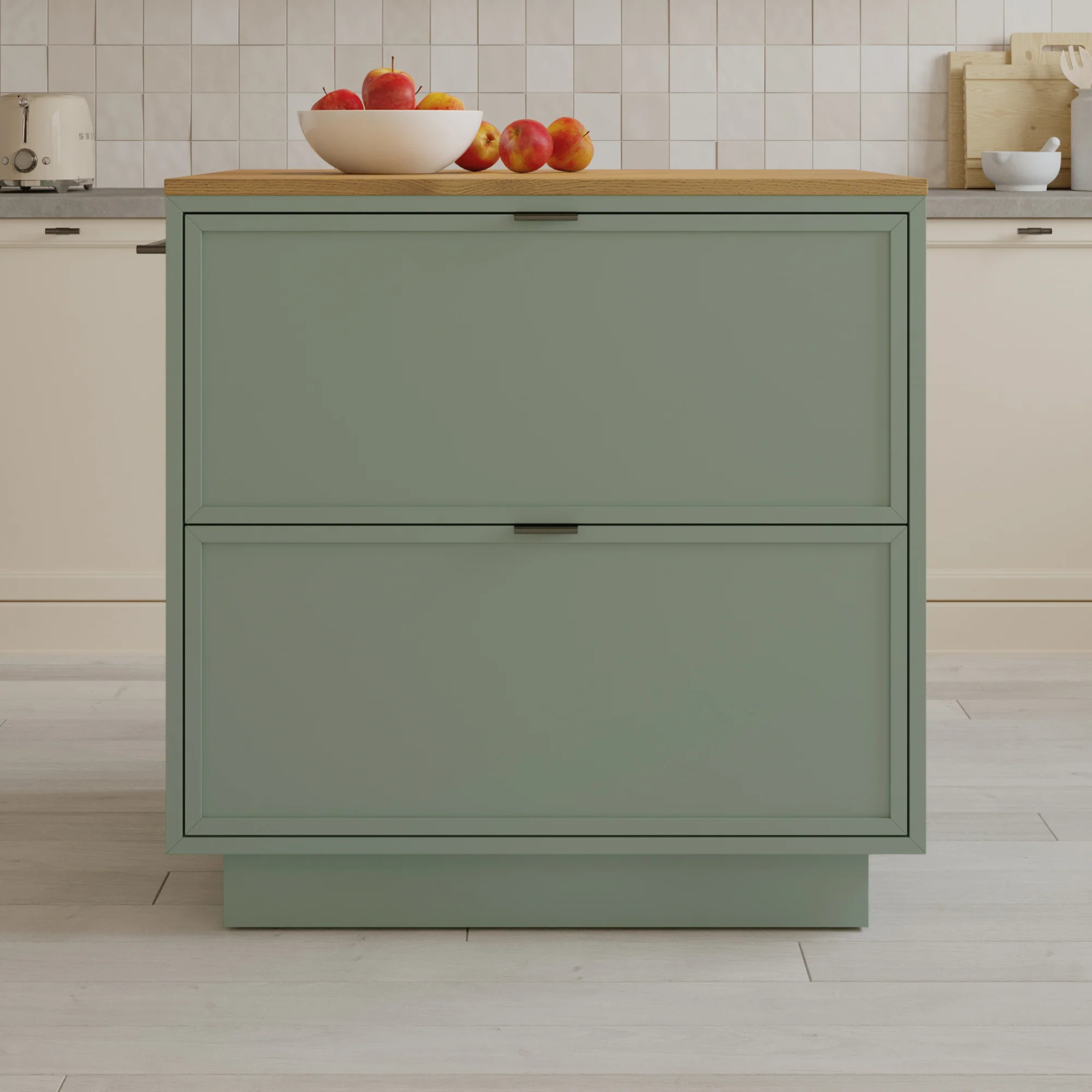 Brookline 36" Kitchen Island in Organic Green | Butcher Block Countertop - Image 24